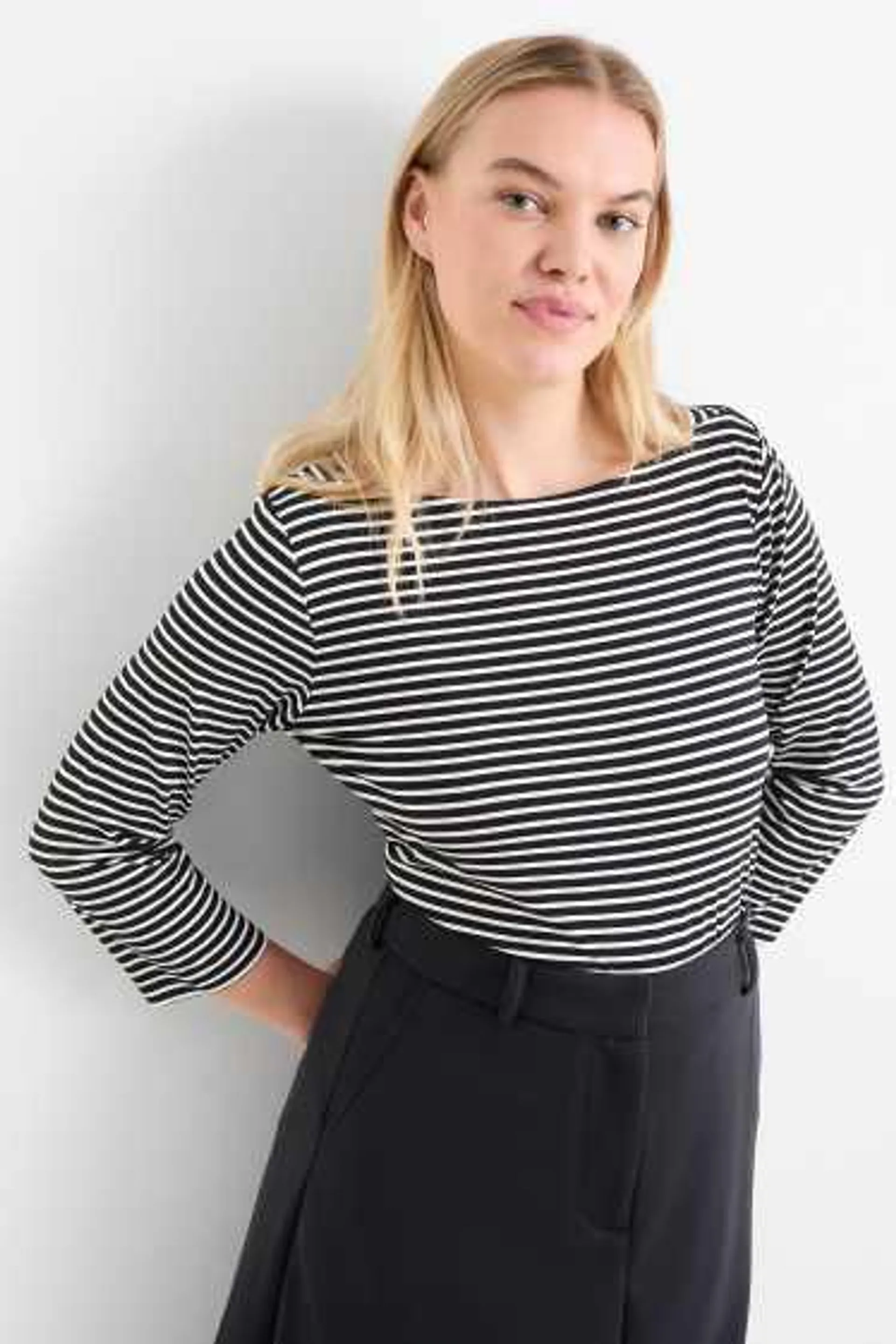 Basic long sleeve top - striped