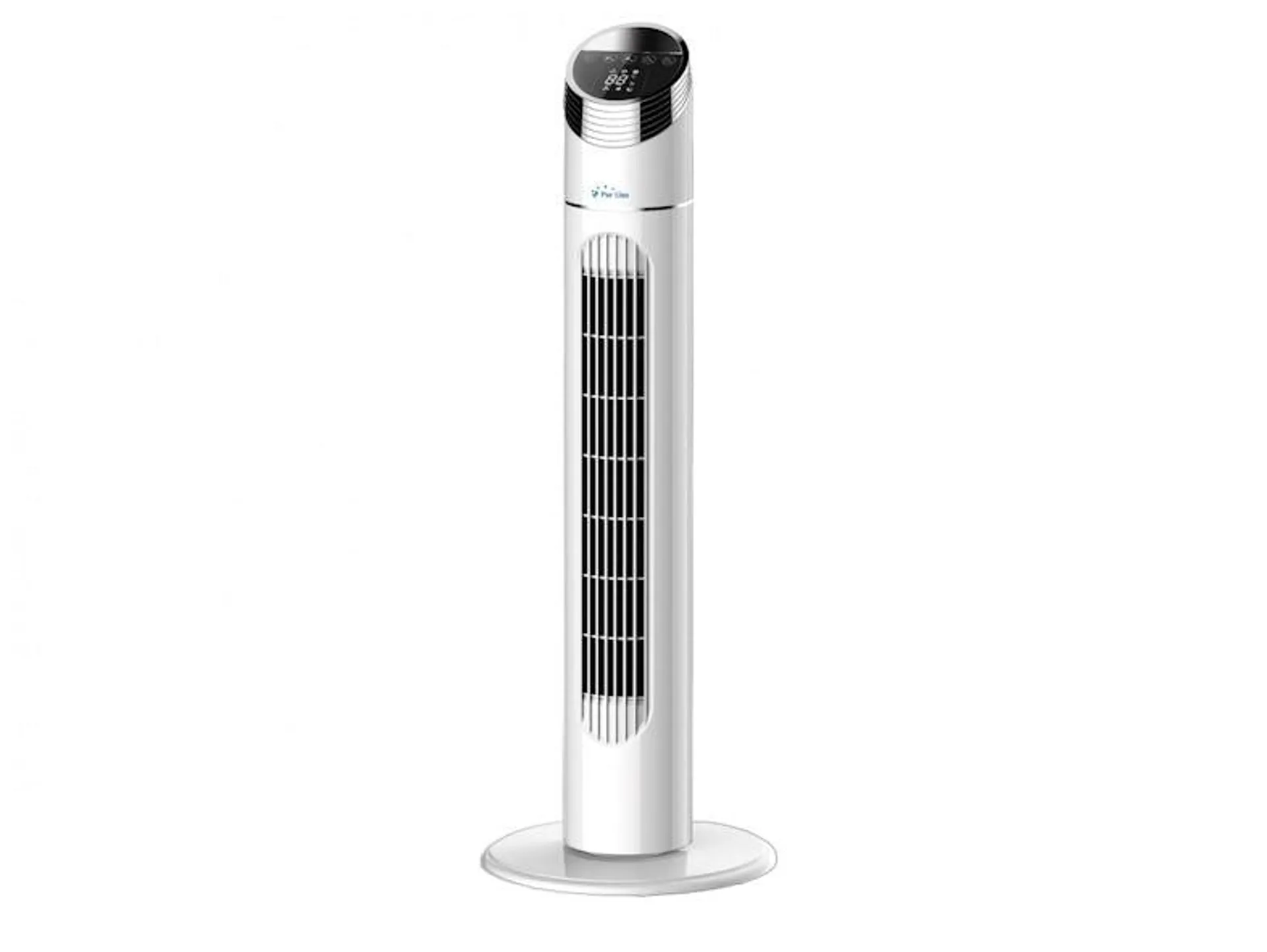 PURLINE Silent Turmventilator in Silber und Gold 40W mit 3 Geschwindigkeiten und automatischer Oszillation Venty to 40