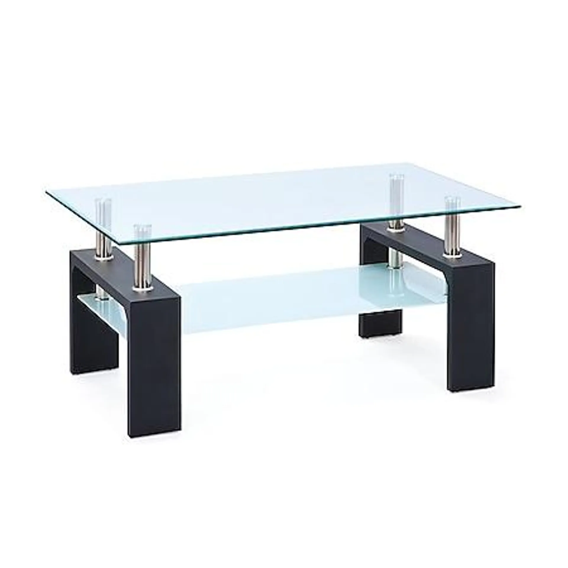 Inter Link Couchtisch Dana aus Glas und Holz in schwarz