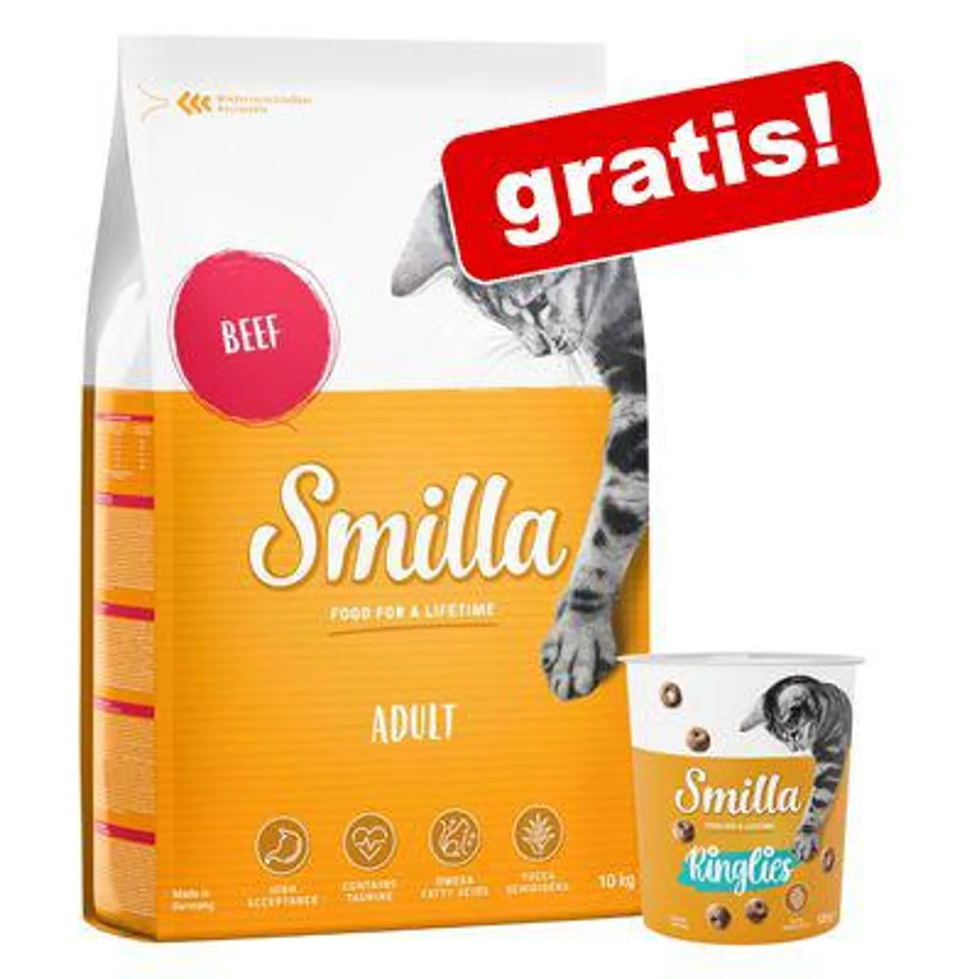 10 kg Smilla Trockenfutter + 125 g Snacks Ringlies gratis