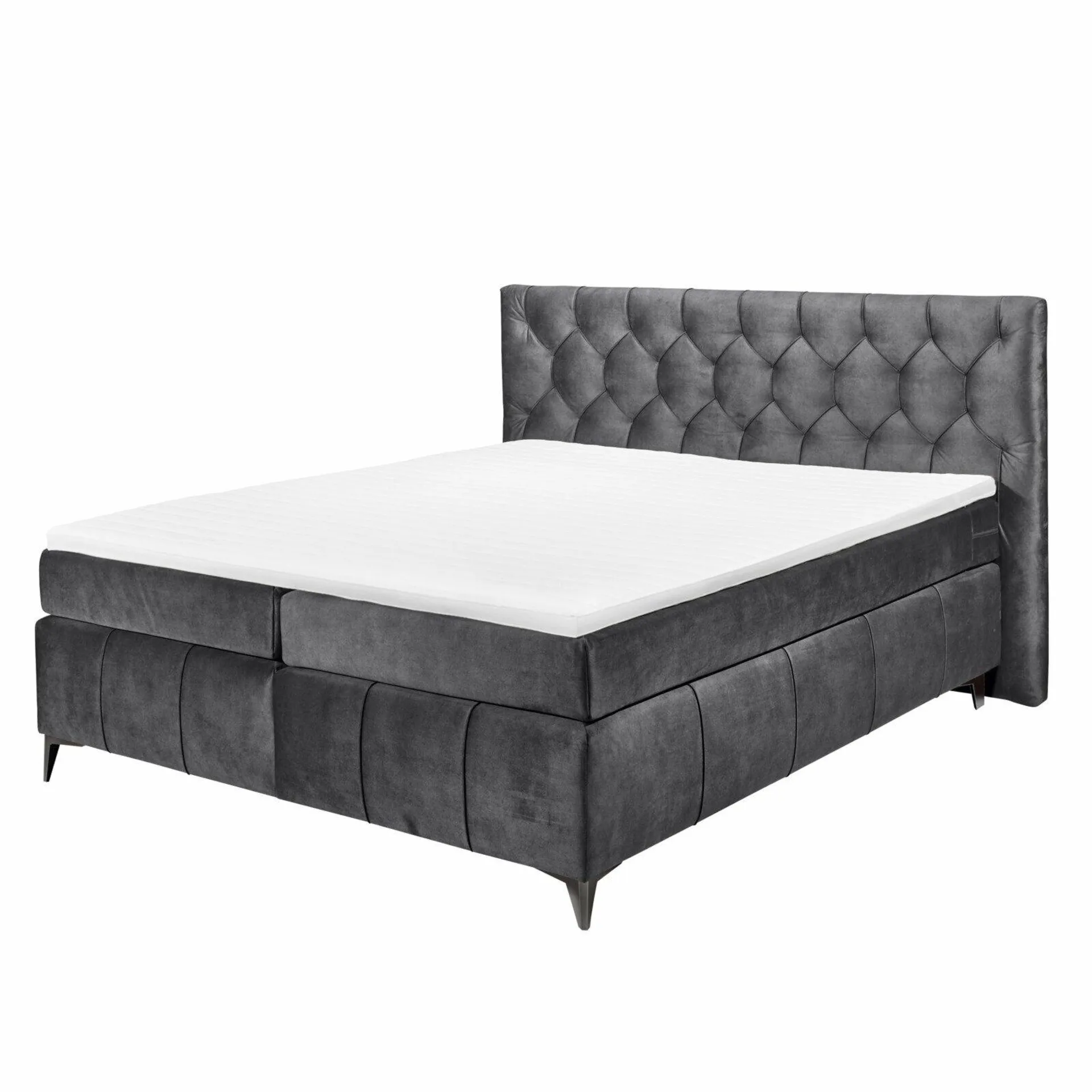 Boxspringbett - anthrazit - Tonnentaschenfederkern - H2 - 180x200 cm