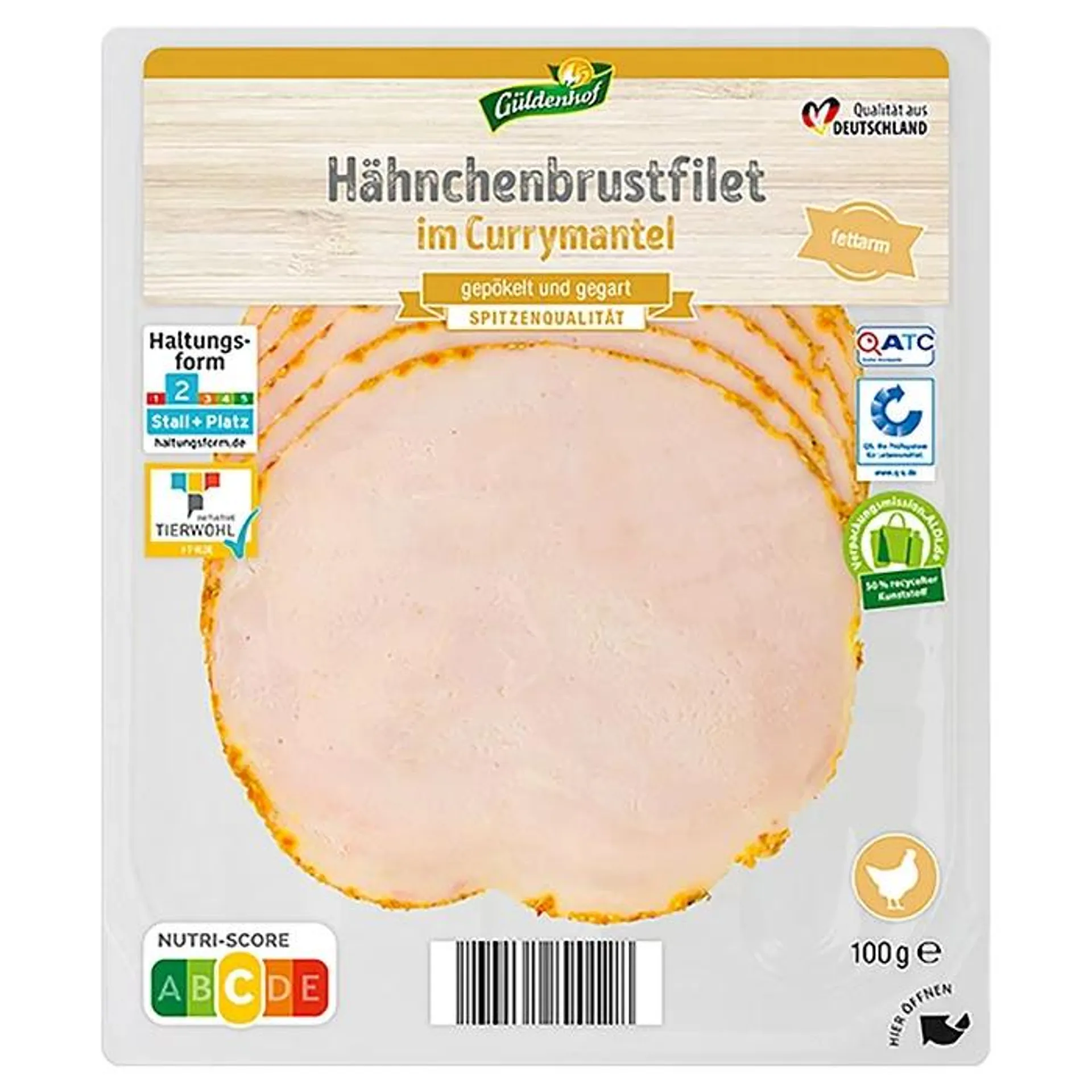 GÜLDENHOF Hähnchenbrustfilet 100 g, Curry