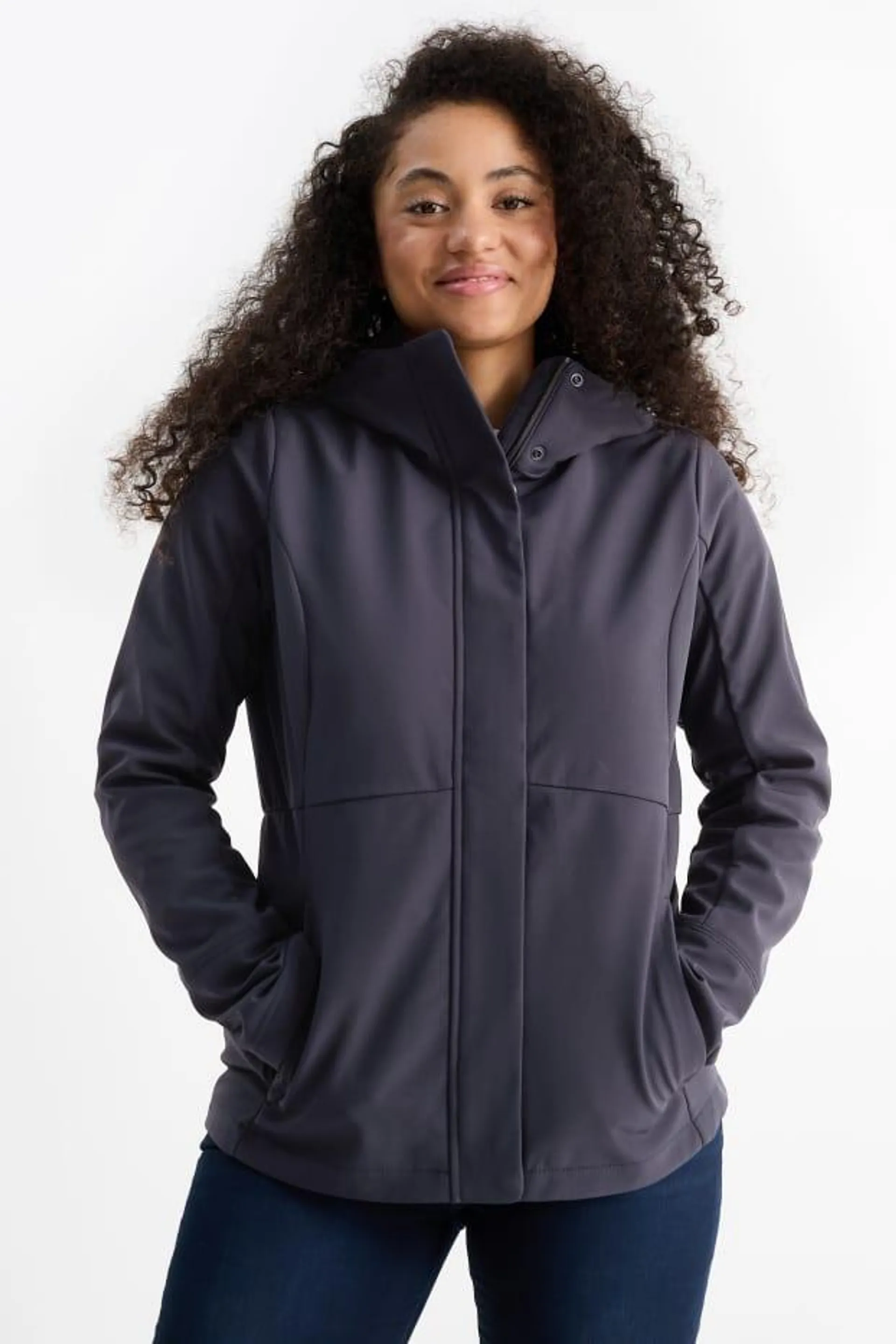 Softshell jacket with hood - water-repellent - 4-Way Stretch