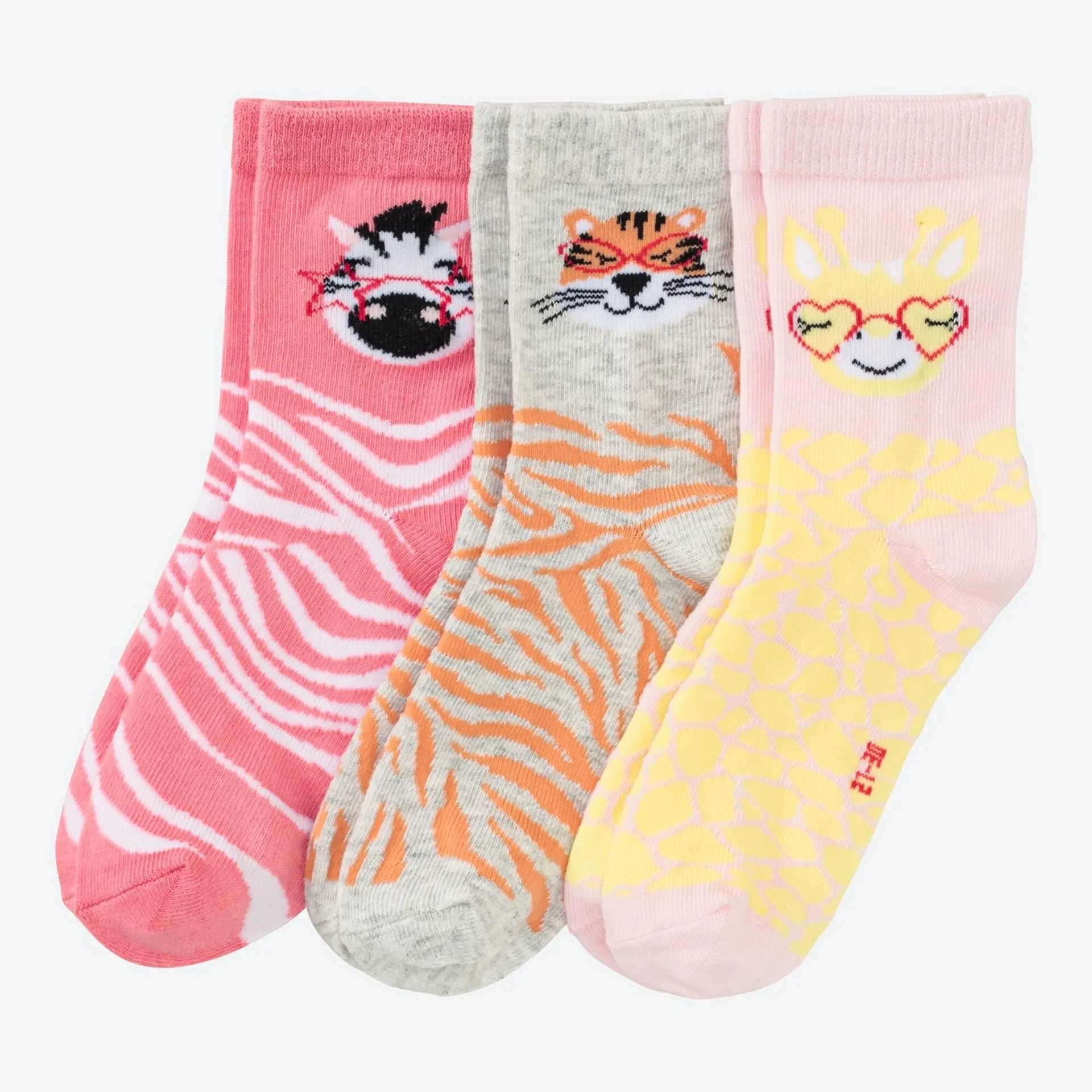 Kinder-Mädchen-Socken mit Tier-Motiven, 3er-Pack