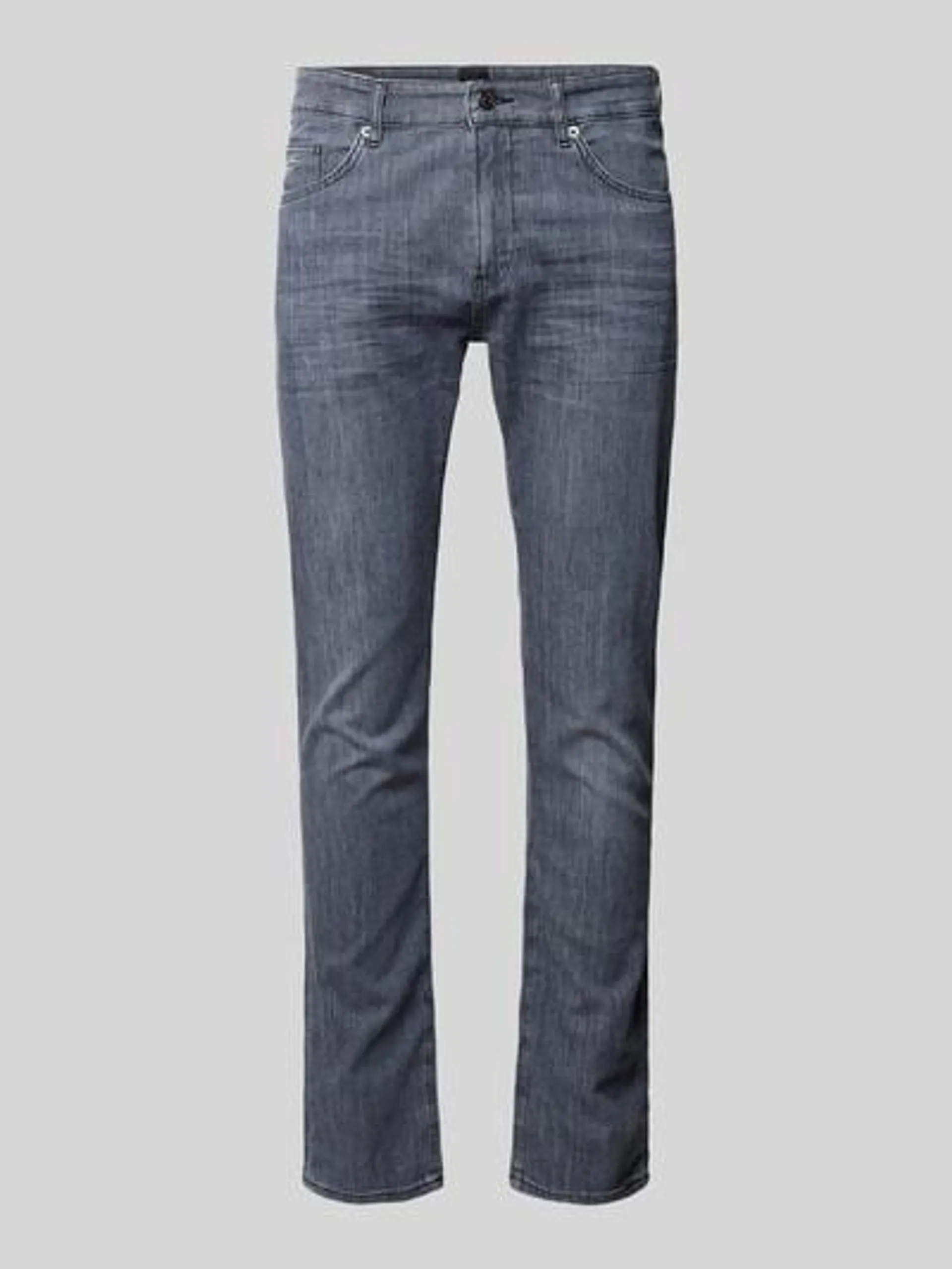 Slim Fit Jeans mit Label-Detail Modell 'Delaware' in mittelgrau