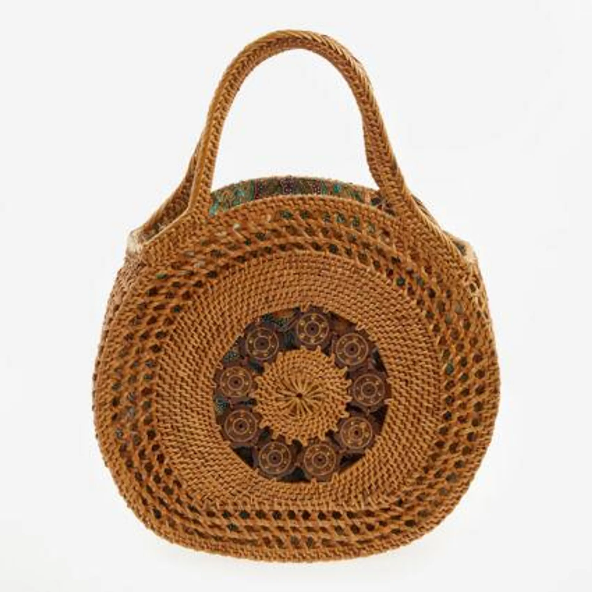 Braune Rattan-Handtasche im Boho-Stil