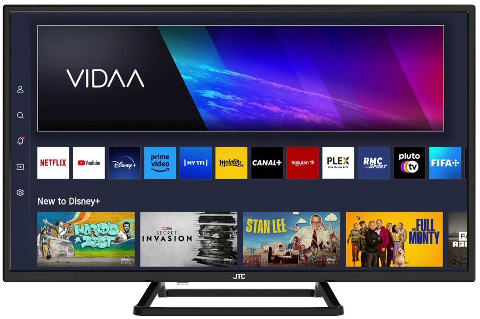 32" HD VIDAA Smart LED TV EVOIIS32H mit 12V/230V-Betrieb und Triple Tuner (DVB-C/-S2/-T2) für Camping und Home inkl. Kfz-Adapter