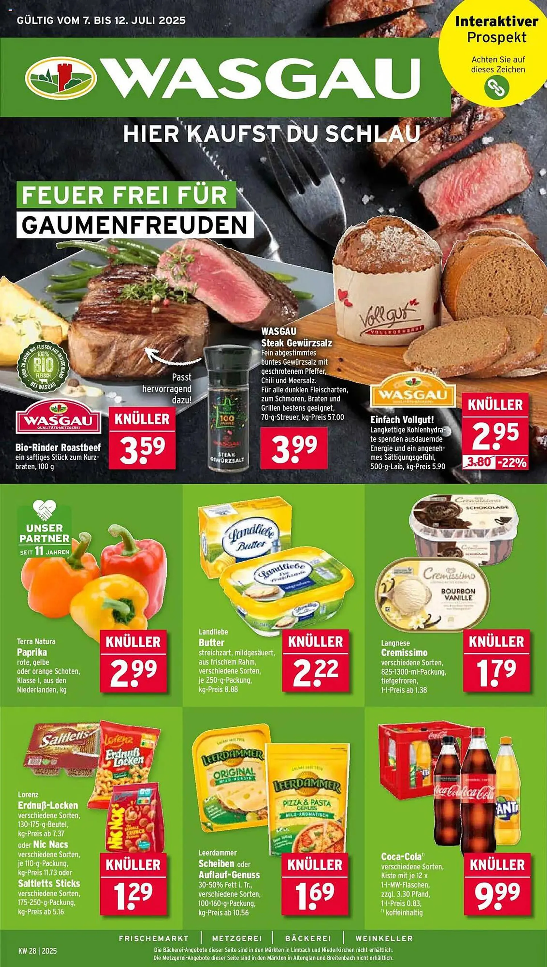 Wasgau Prospekt von 7. Juli bis 12. Juli 2025 - Prospekt seite 1