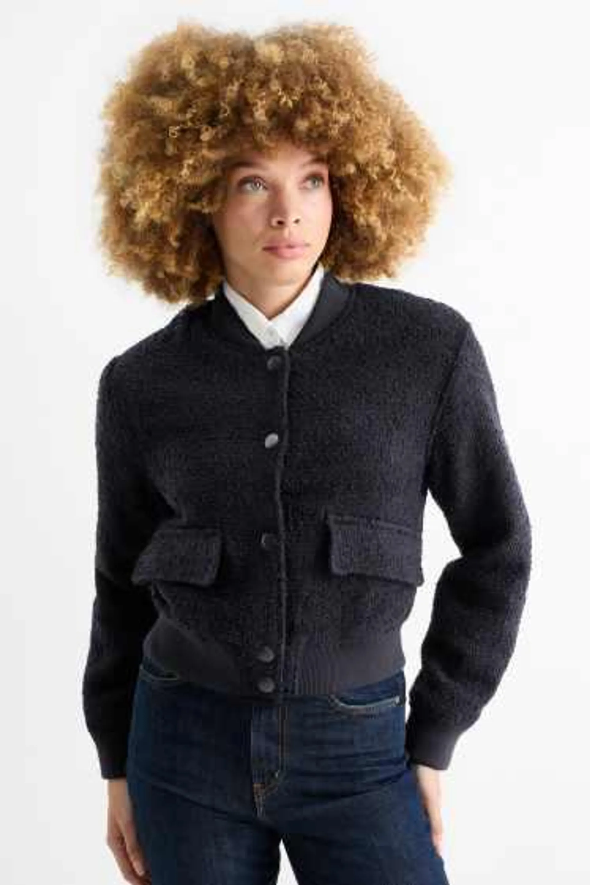 Bouclé bomber jacket
