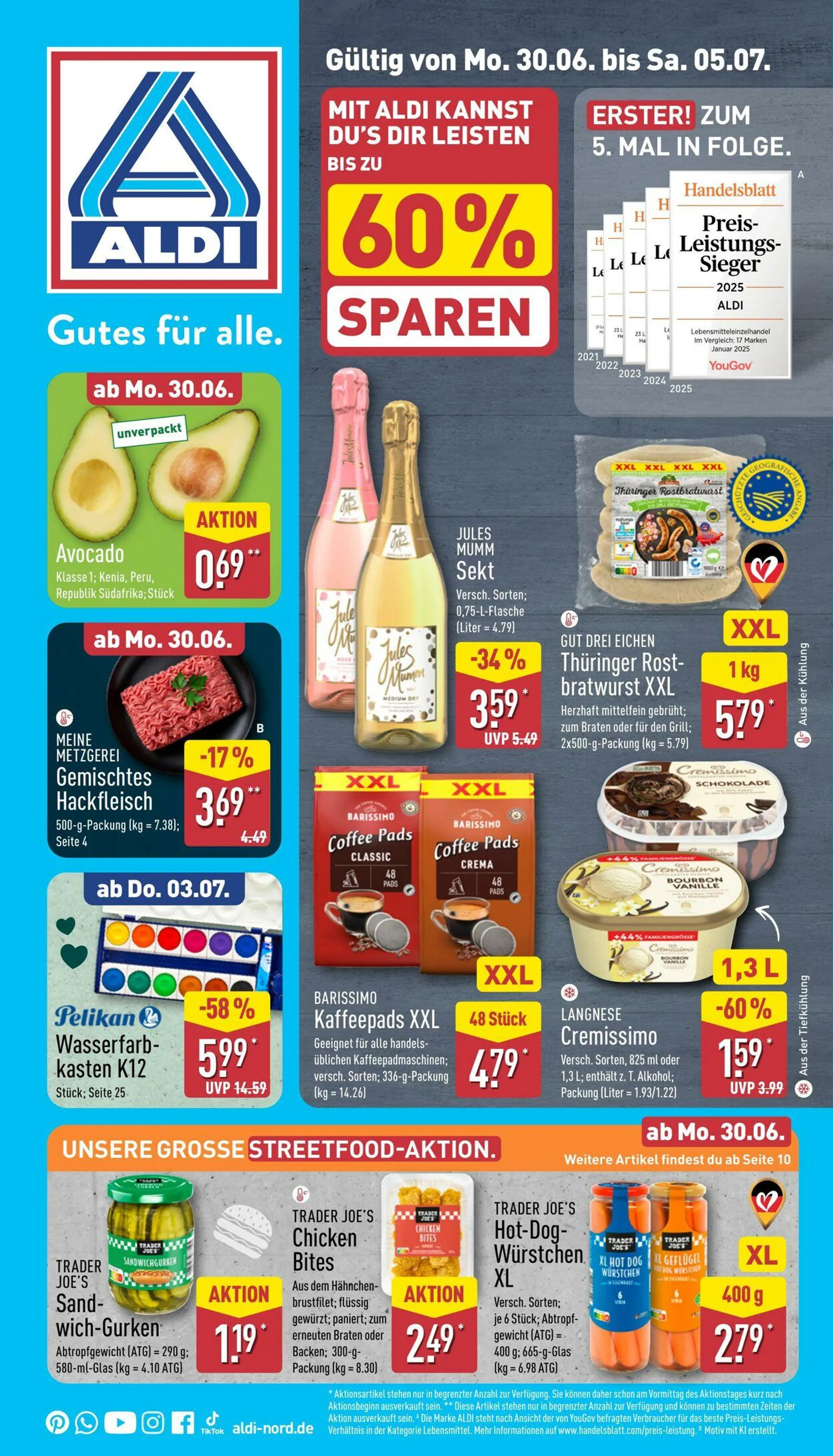 Aldi-Nord von 30. Juni bis 5. Juli 2025 - Prospekt seite 1