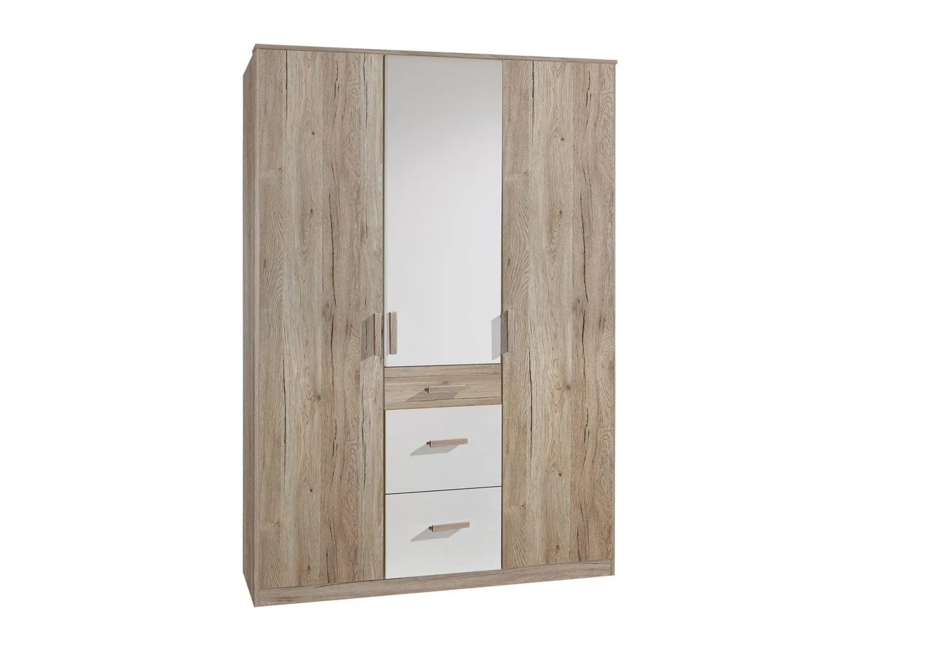 Drehtürenschrank Cariba 135 x 199 cm San Remo Eiche/ weiß