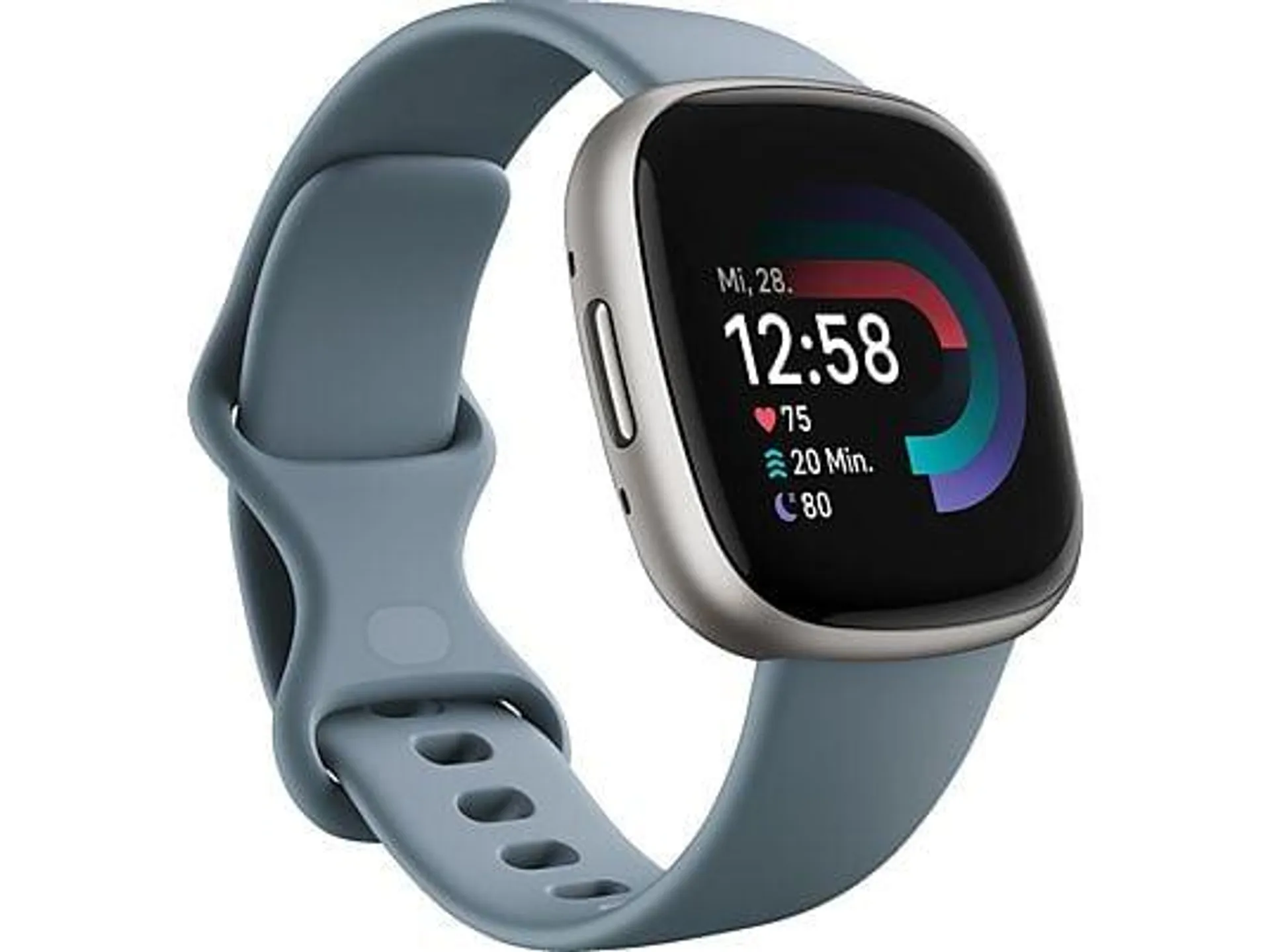 FITBIT Versa 4 Smartwatch Aluminium Elastomer, S/L, Waterfall Blue/Platinum