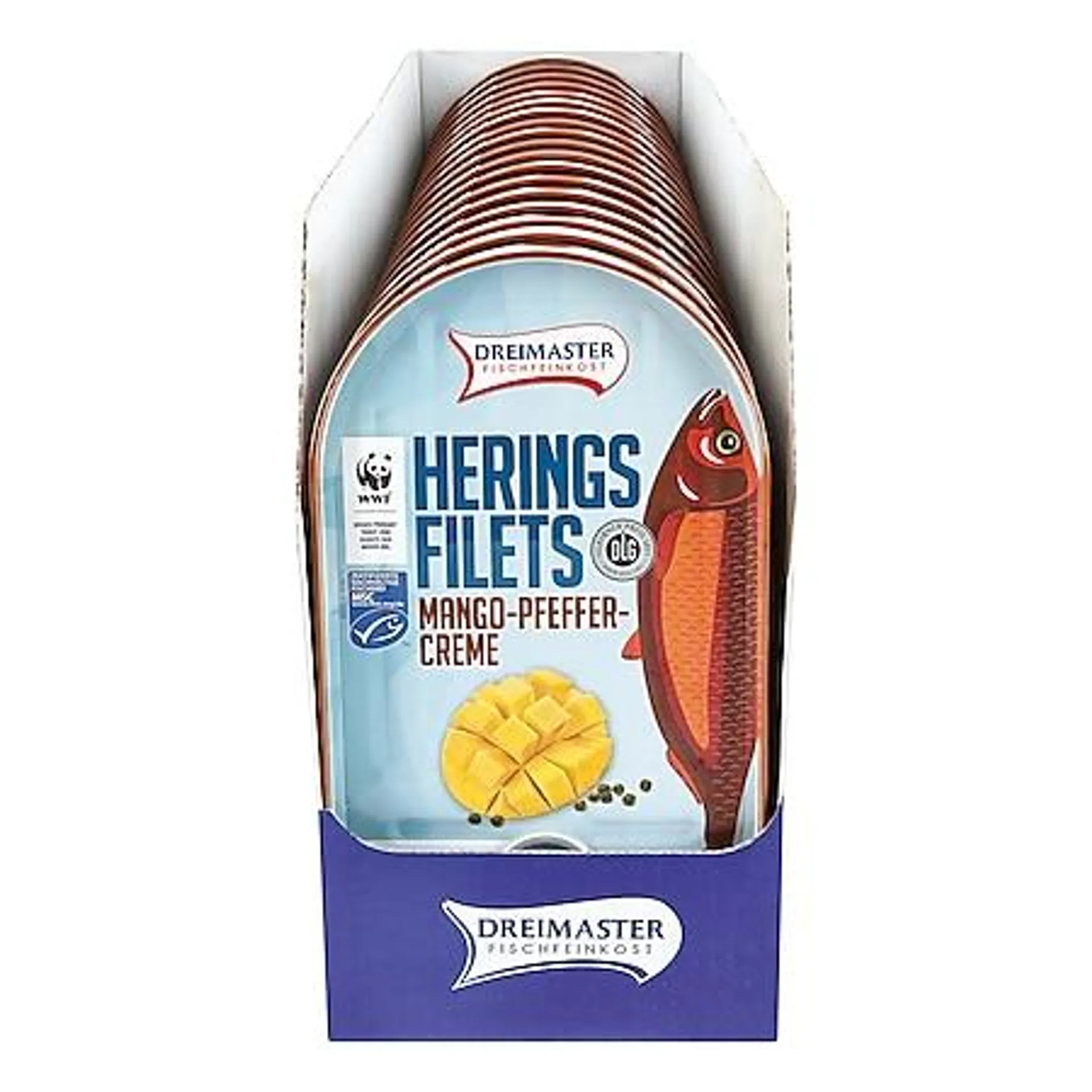 Dreimaster Heringsfilet in Mango-Pfeffercreme 200 g, 18er Pack