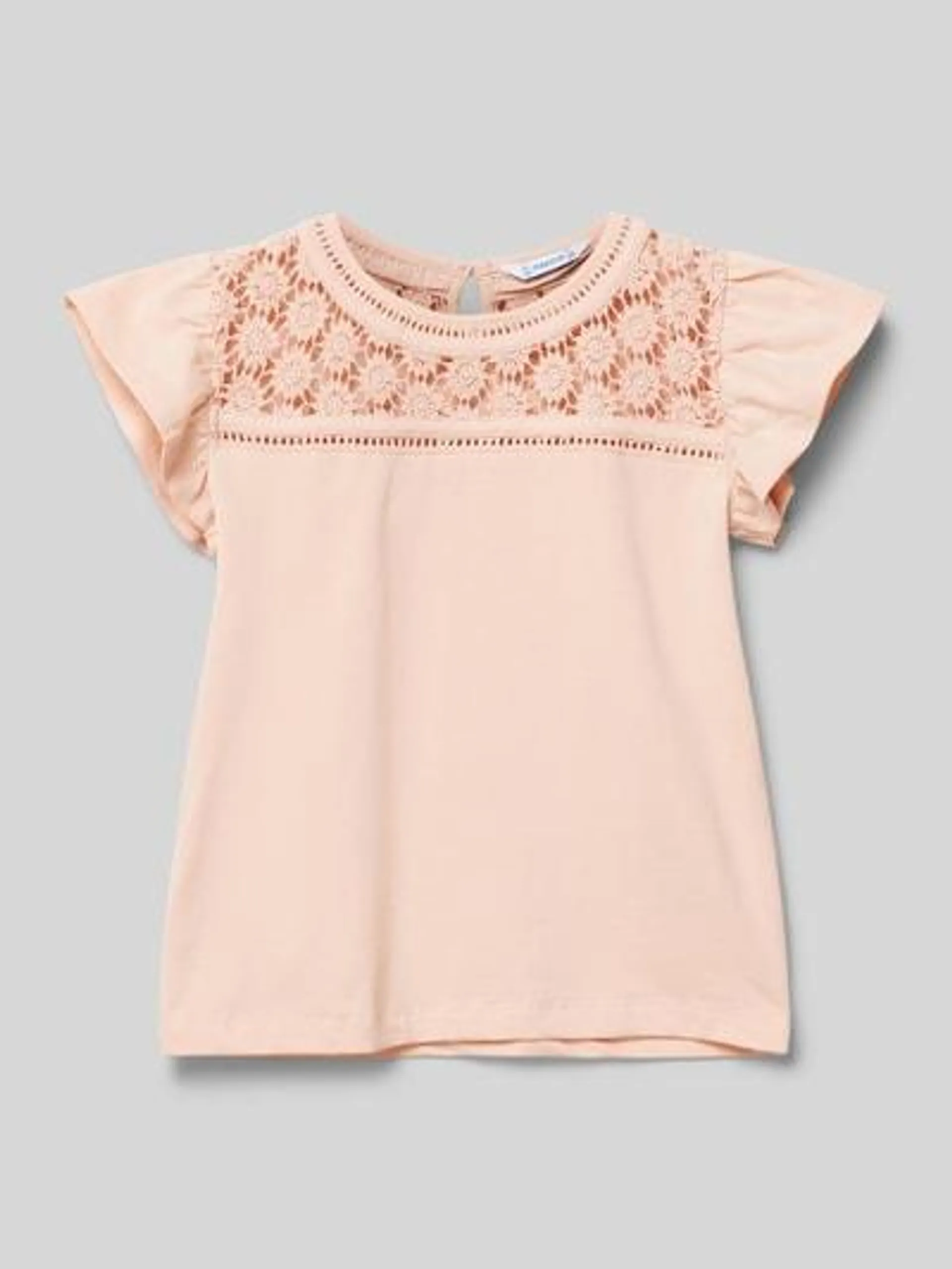 T-Shirt mit Häkelspitze in apricot