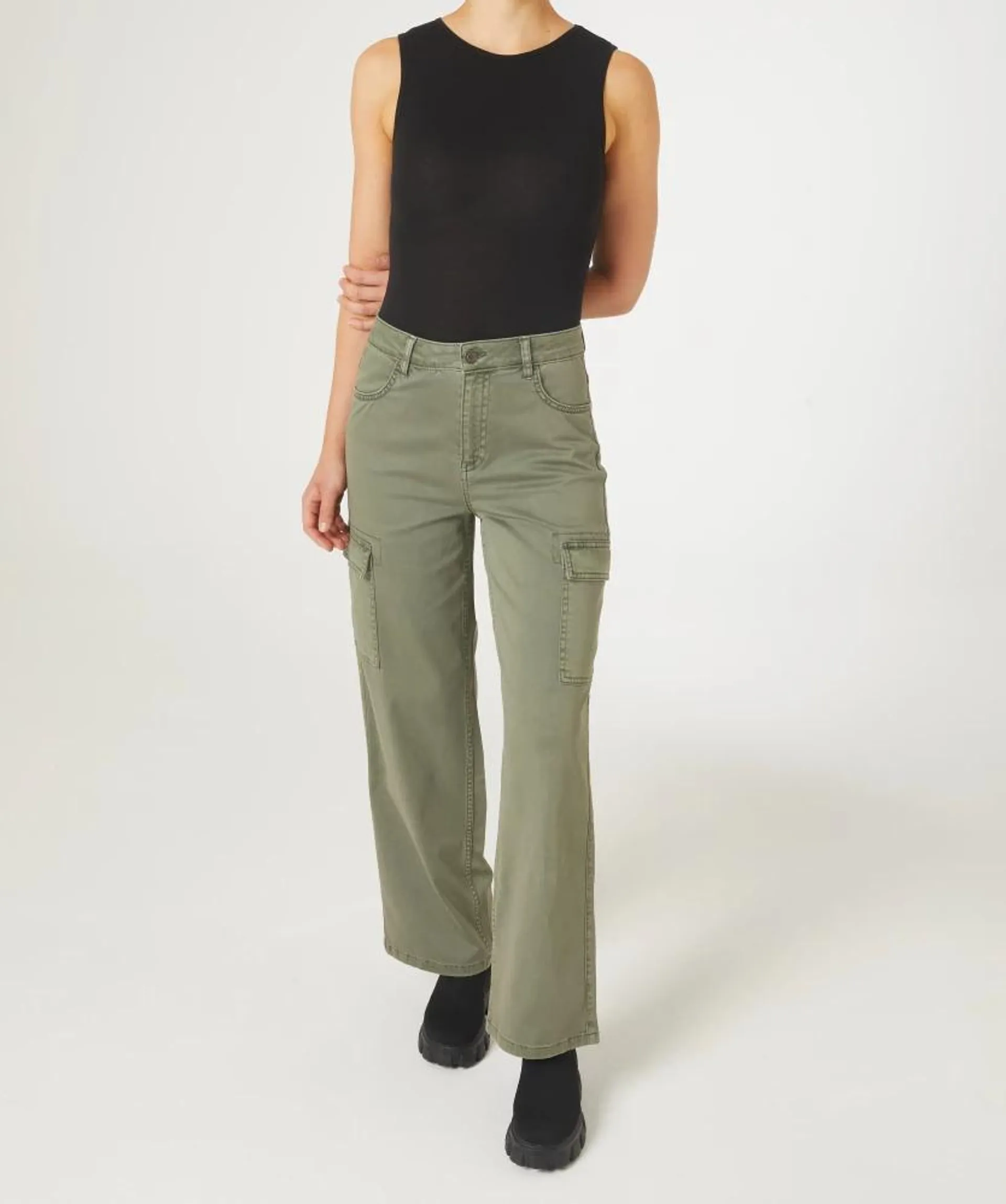 Cargohose High-Waist Janina, weites Bein