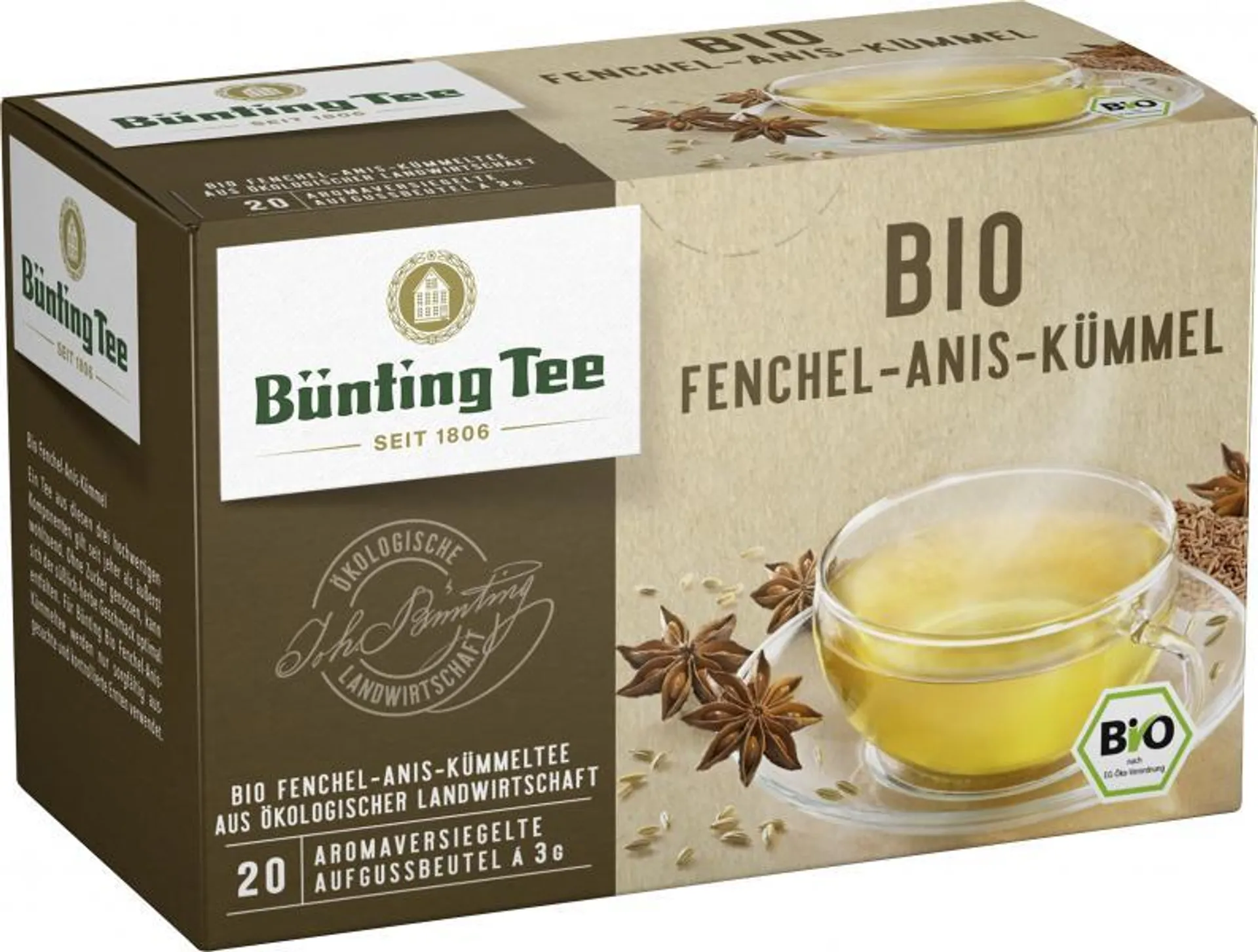 Bünting Tee Bio Fenchel-Anis-Kümmel 20 x 3 g