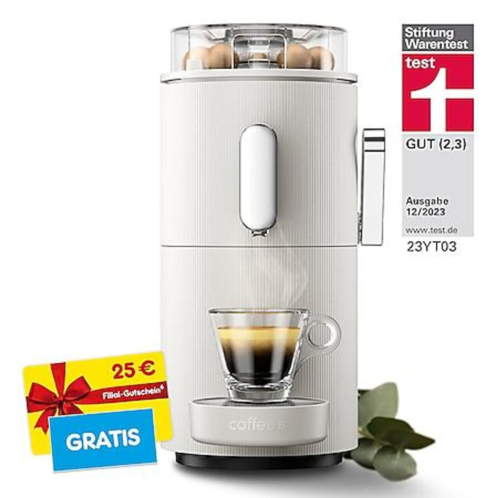 CoffeeB Kafffeemaschine Globe, weiß + 25€ Filialgutschein