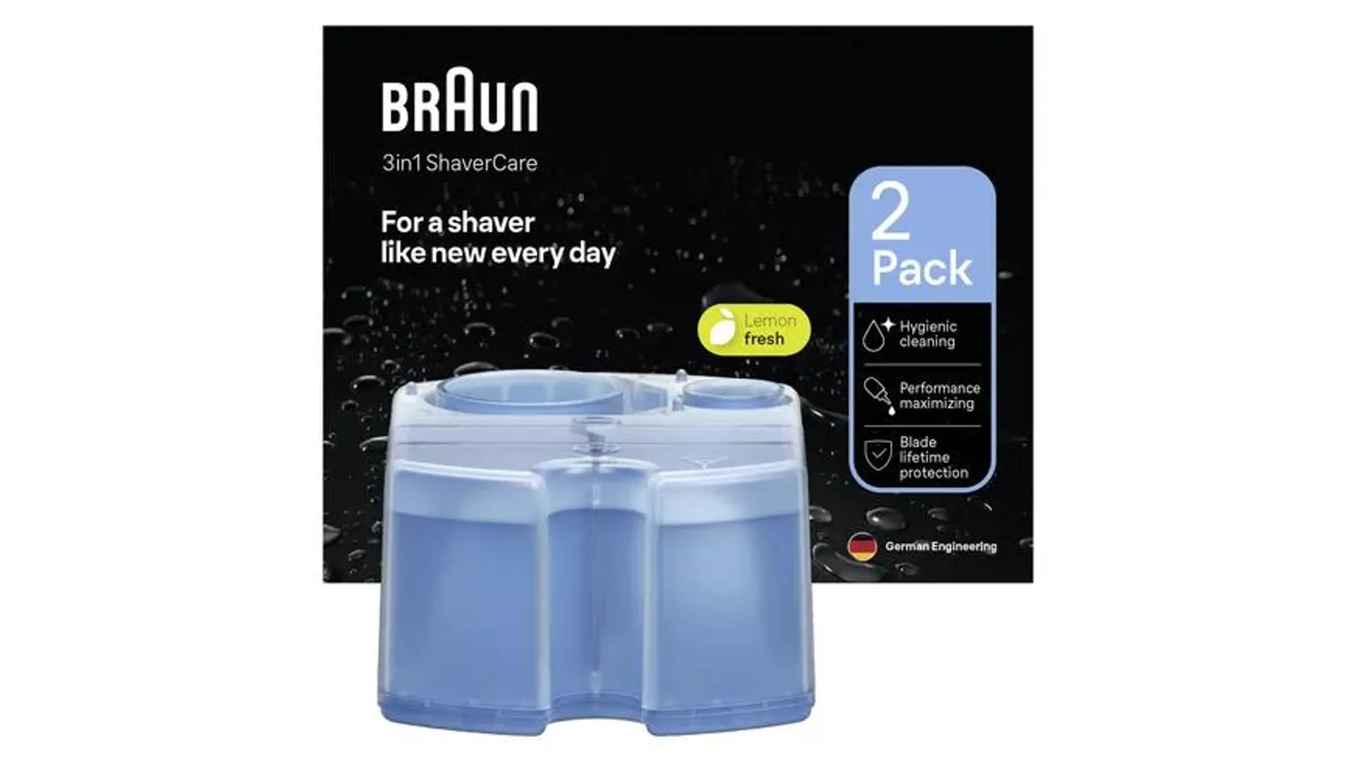 BRAUN 3-in-1 ShaverCare Reinigungskartuschen für Reinigungsstationen, 2er Pack