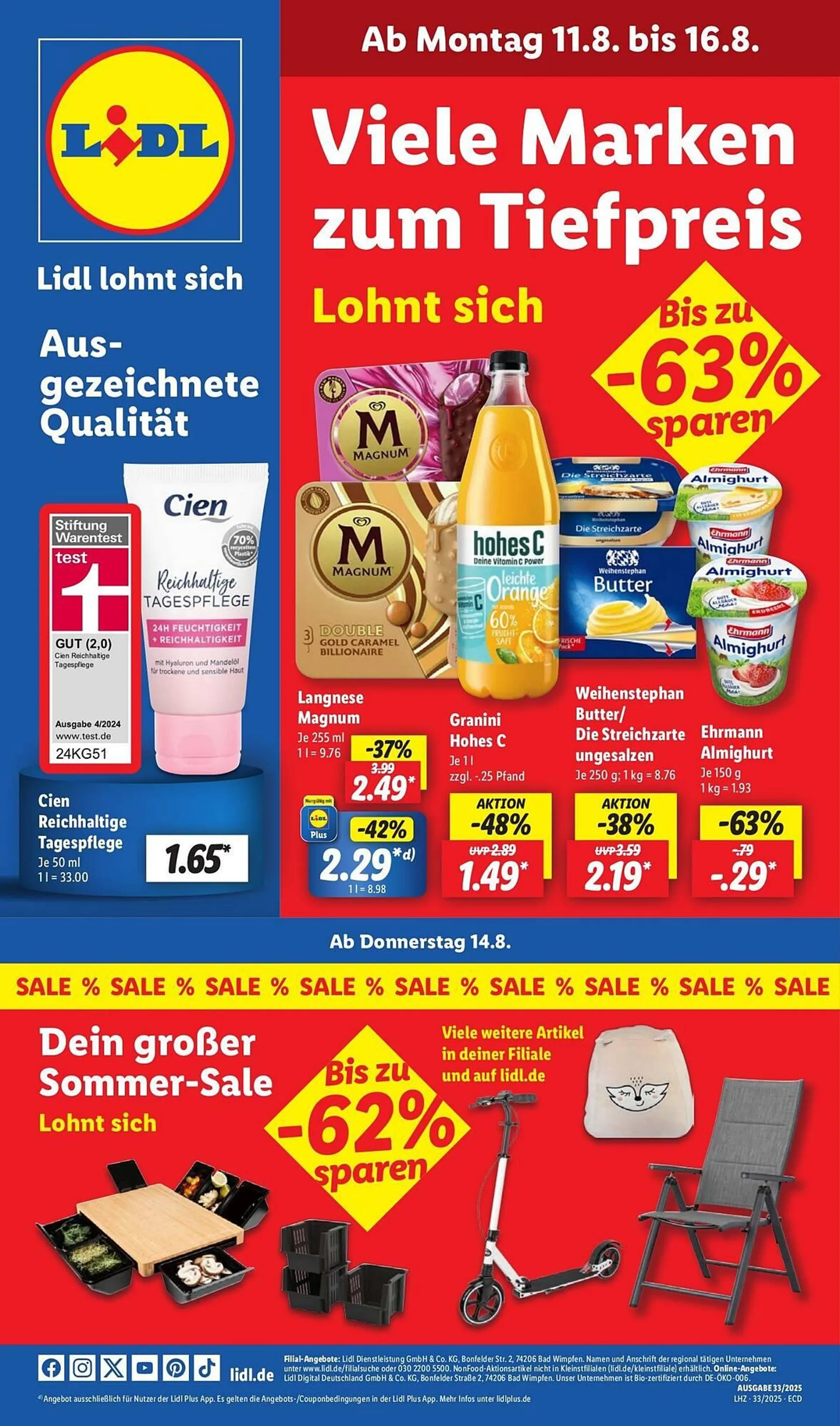 Lidl Prospekt von 11. August bis 16. August 2025 - Prospekt seite 1