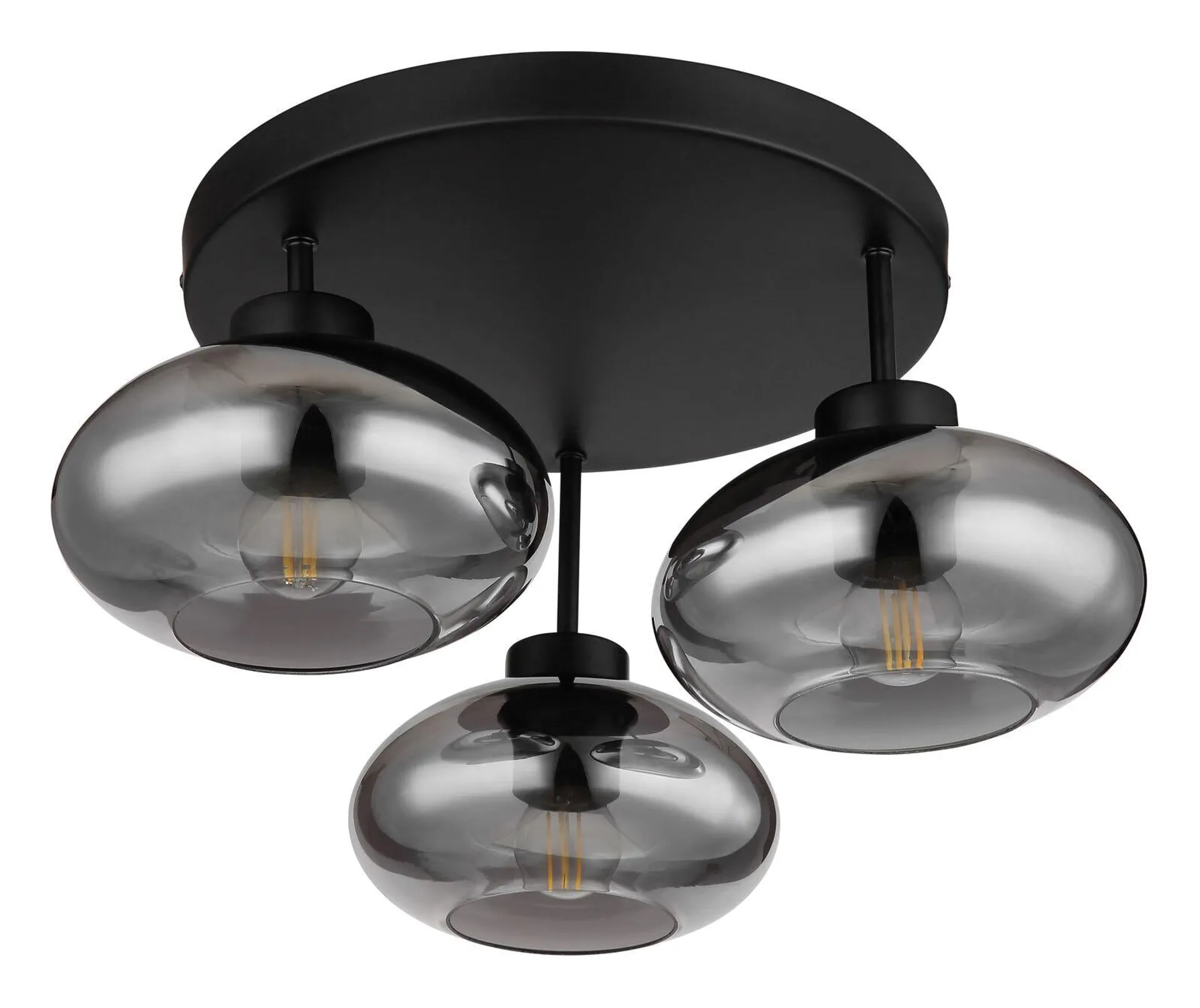 GLOBO Retrofit Deckenlampe Shaun 40x24 cm schwarz/rauchfarbig