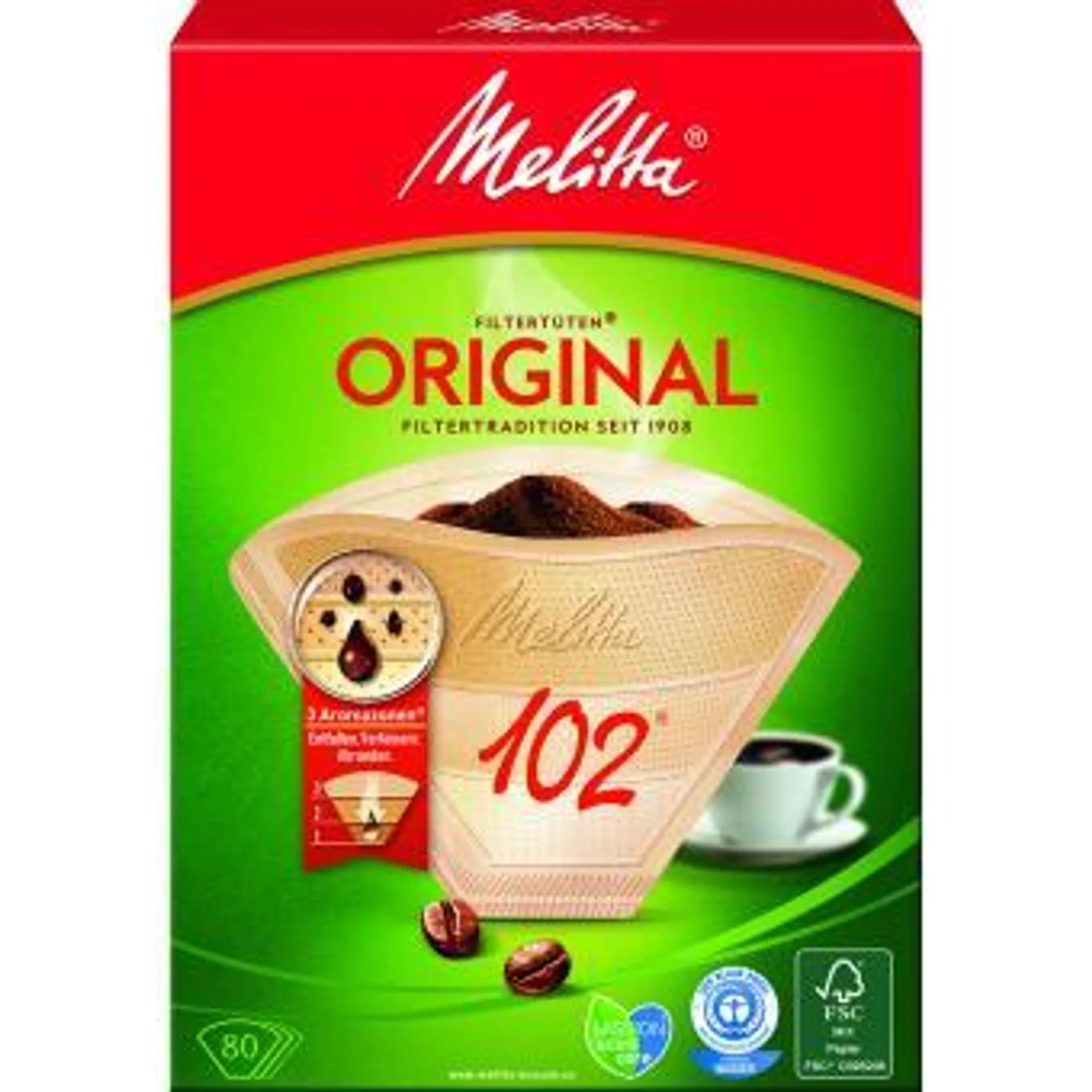 Melitta® Filtertüten 102 Naturbraun FSC Mix