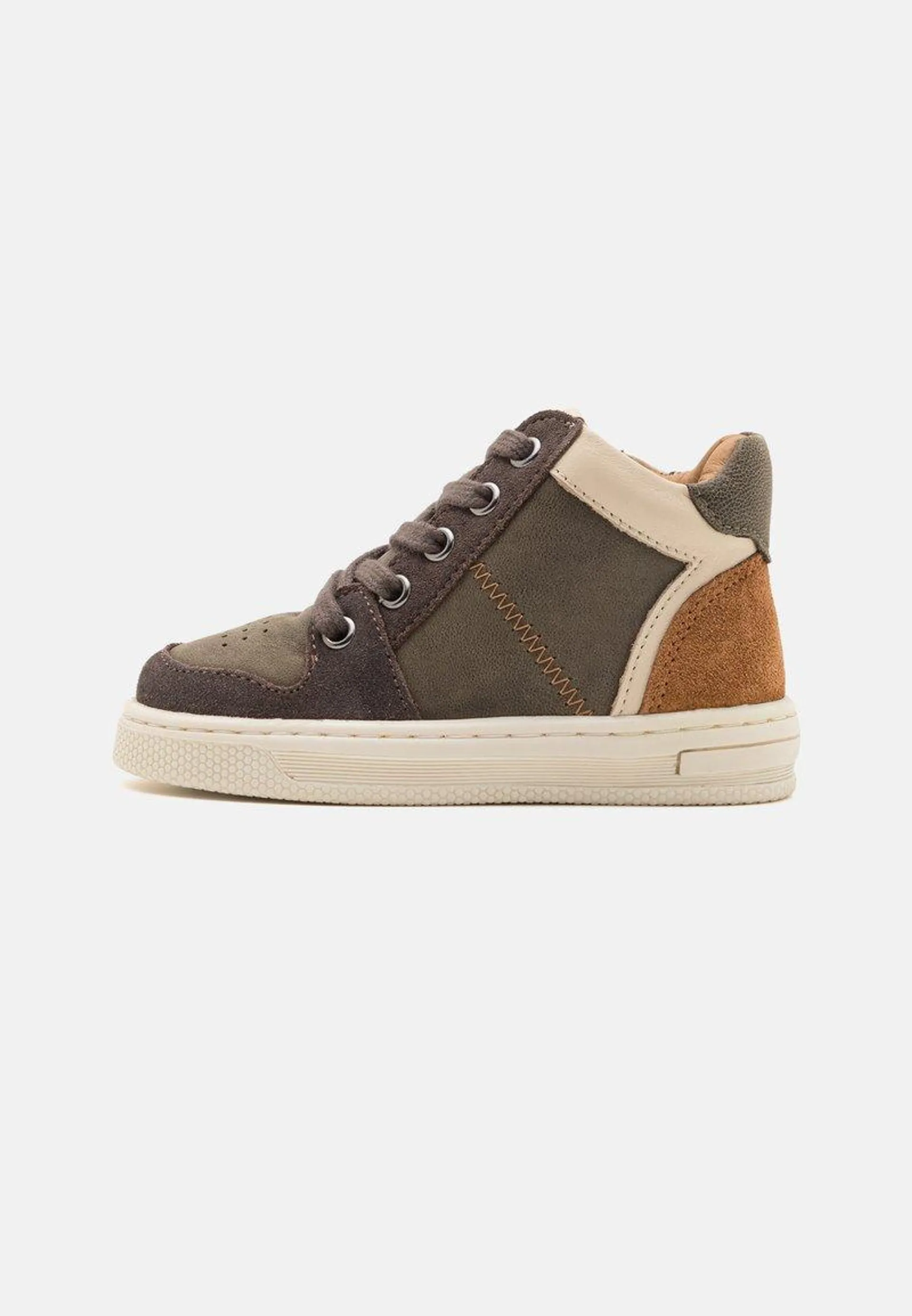 LEATHER - High-top trainers - khaki