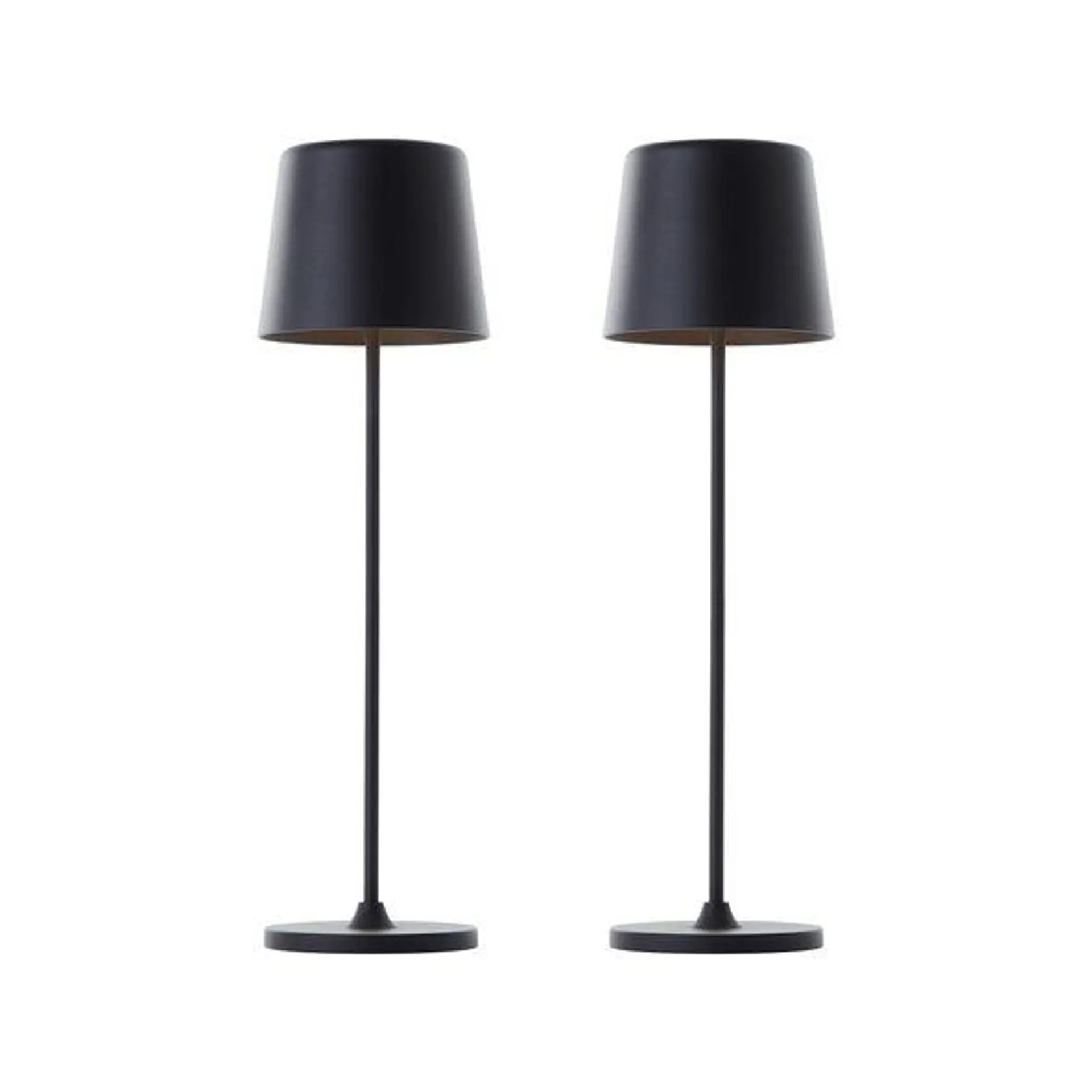 LED-Akku-Tischleuchte Kaami, 2er-Set, schwarz matt