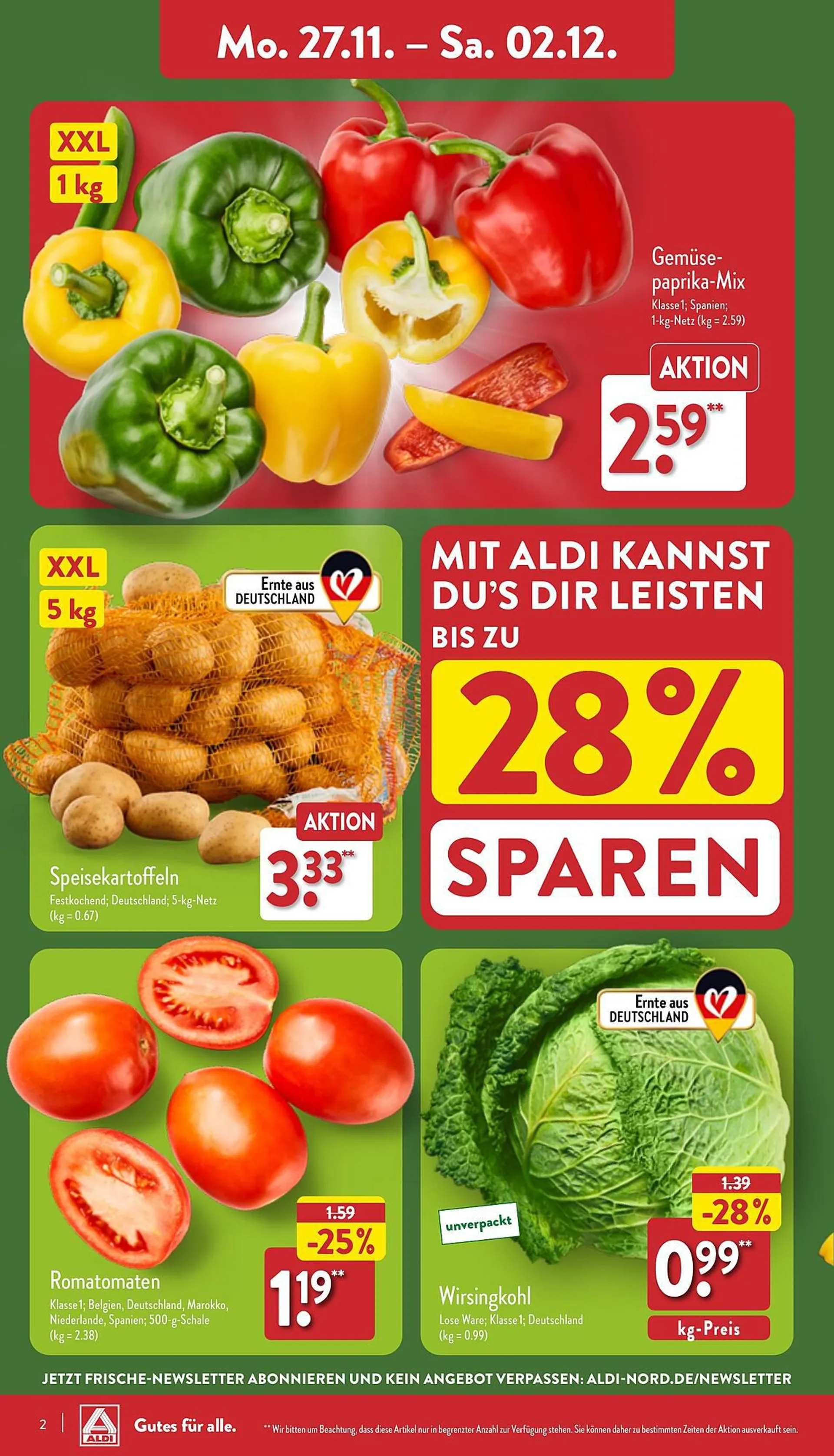 Aldi Nord Prospekt von 27. November bis 2. Dezember 2023 - Prospekt seite 2