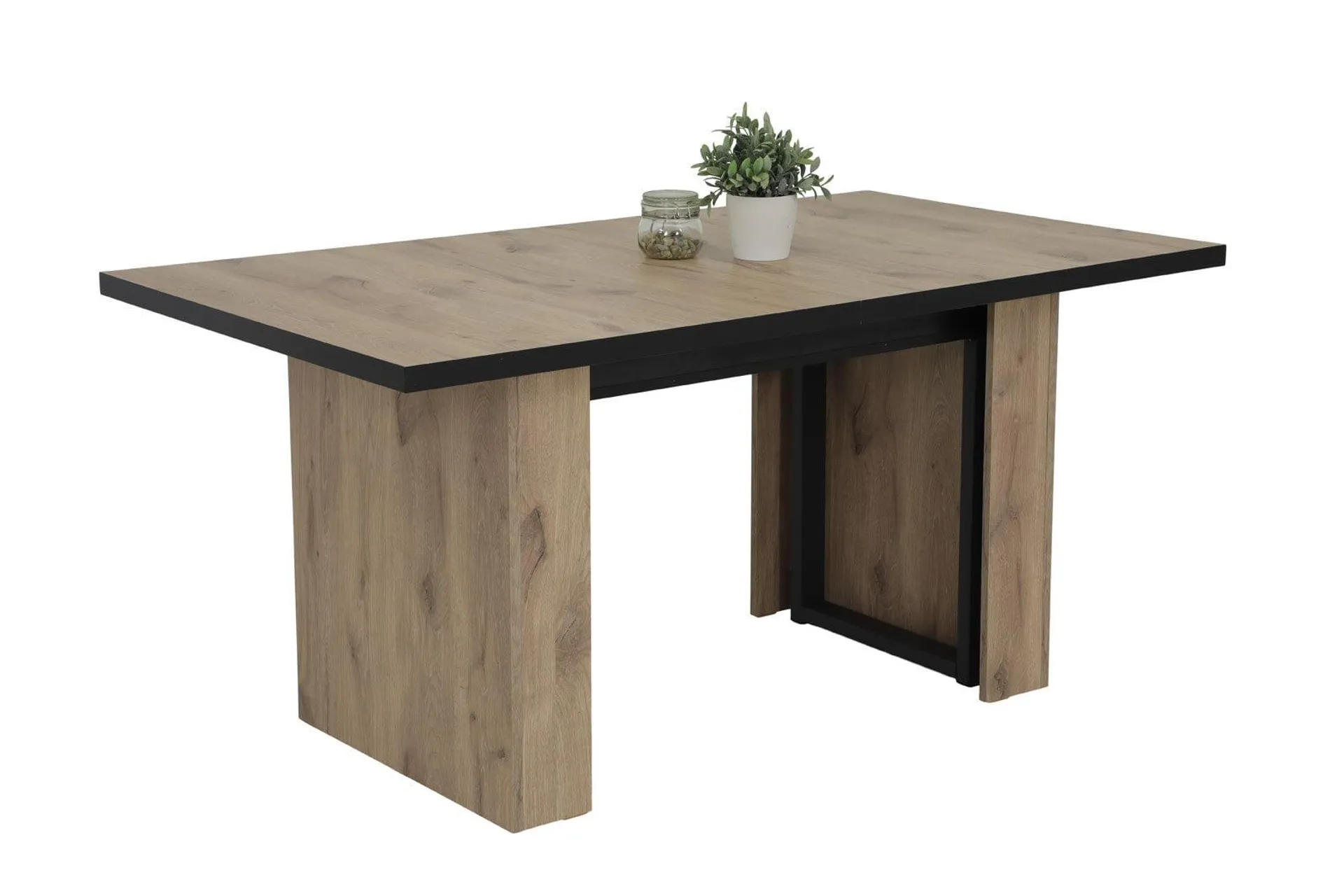 Tisch Anni Viking Oak-Dekor/schwarz160(320) x 90 cm