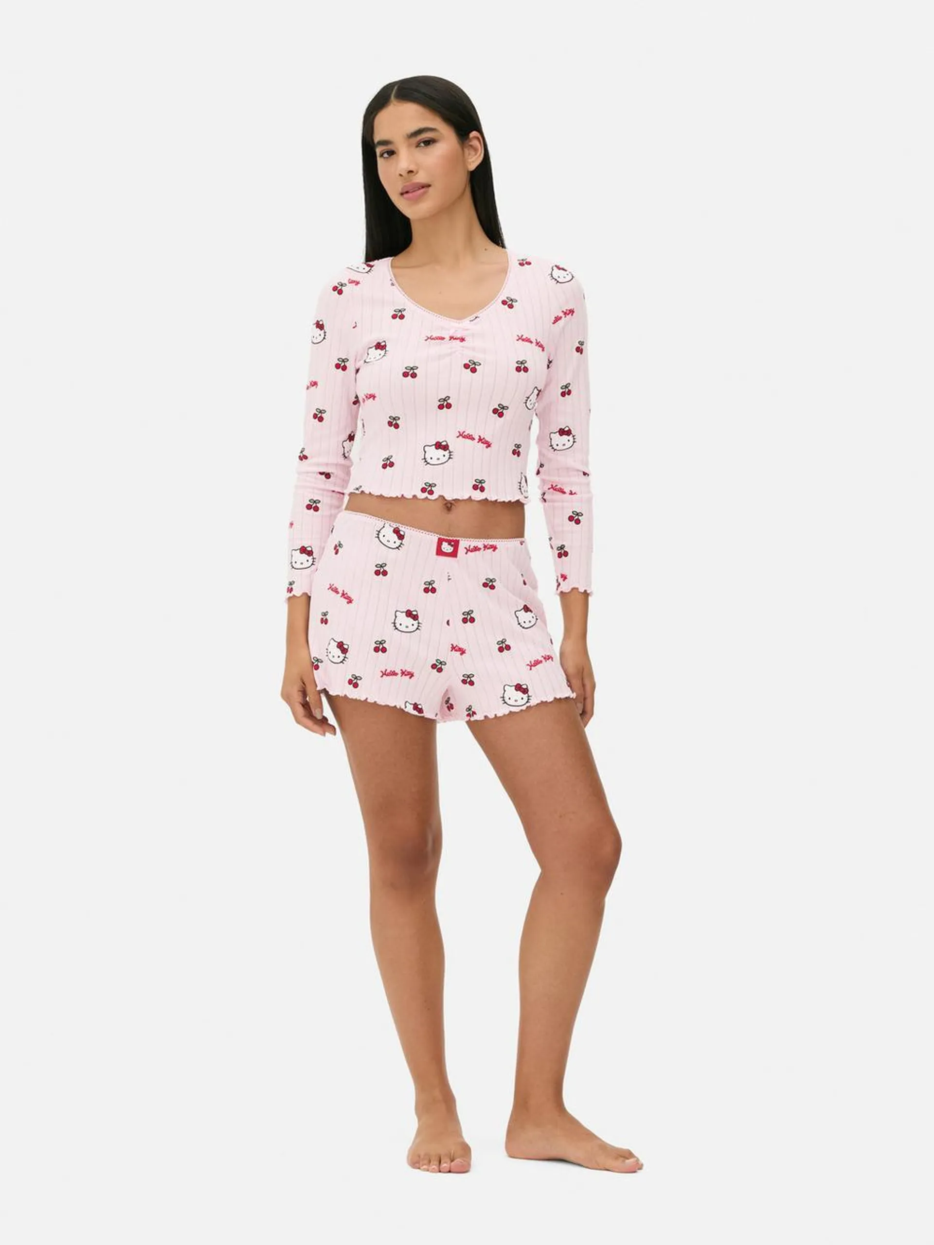 Hello Kitty Pointelle Long Sleeve Pyjama Top