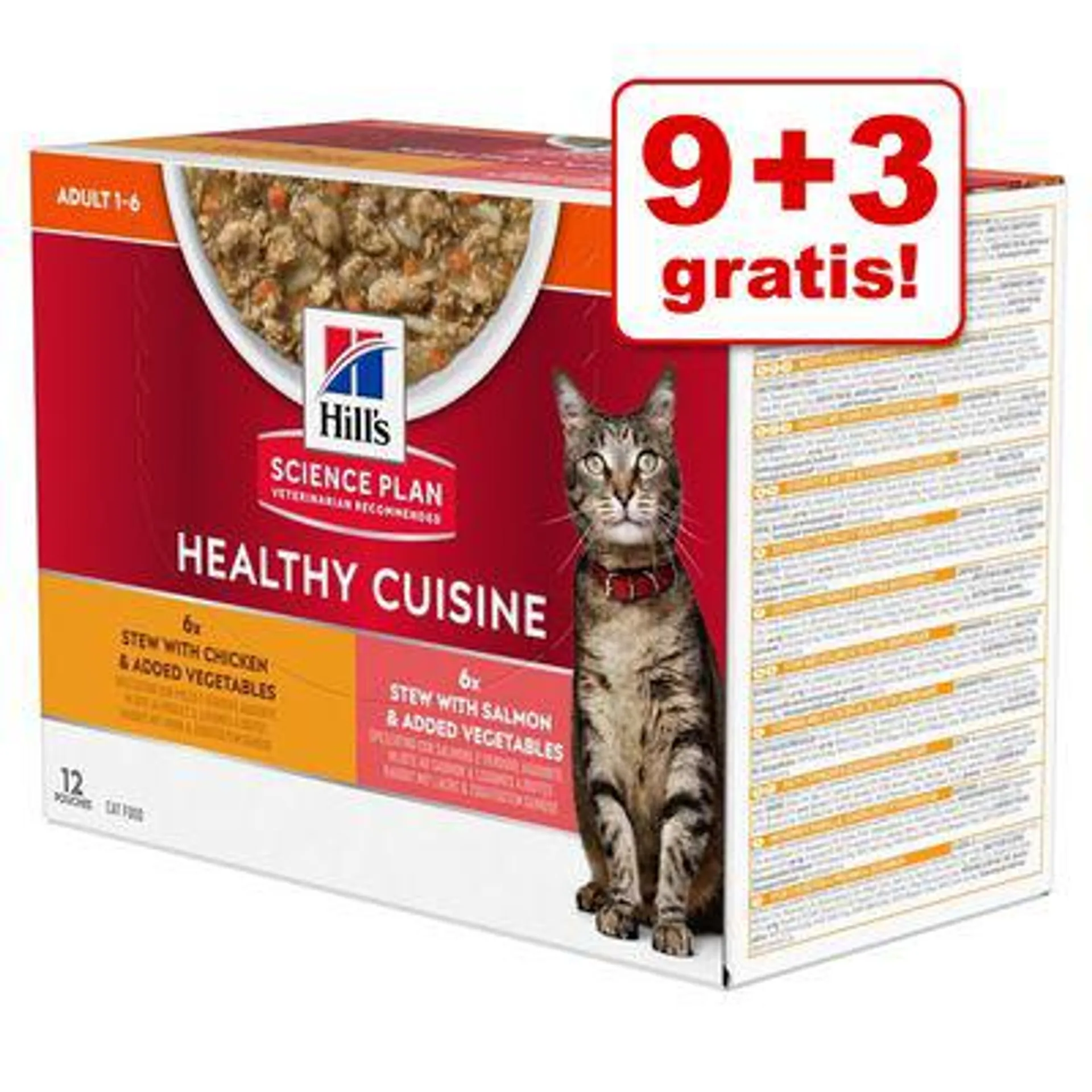 9 + 3 gratis! 12 x 80 g Hill's Science Plan Healthy Cuisine