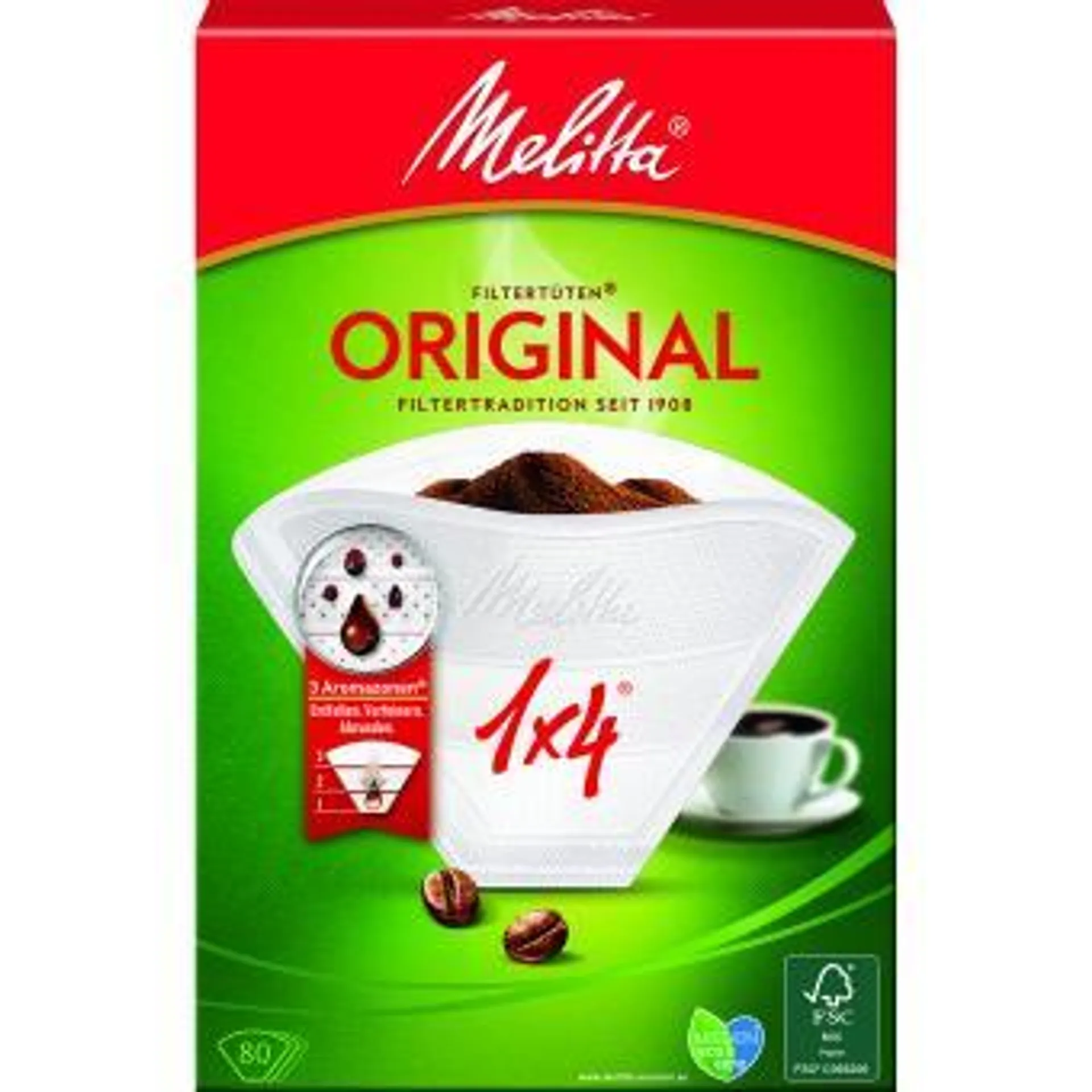 Melitta® Original Filtertüten 1x4 Weiß FSC Mix