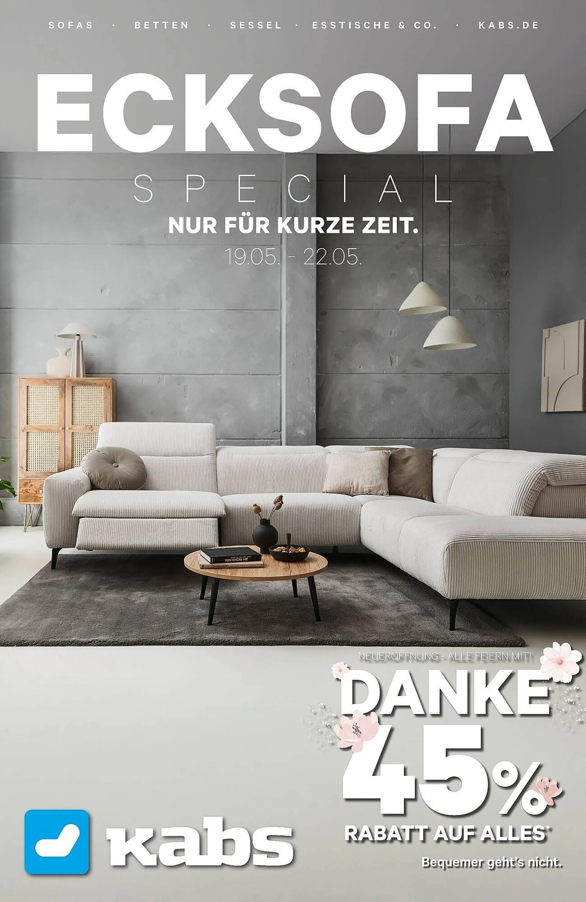 Kabs Polsterwelt Prospekt von 19. Mai bis 22. Mai 2025 - Prospekt seite 1