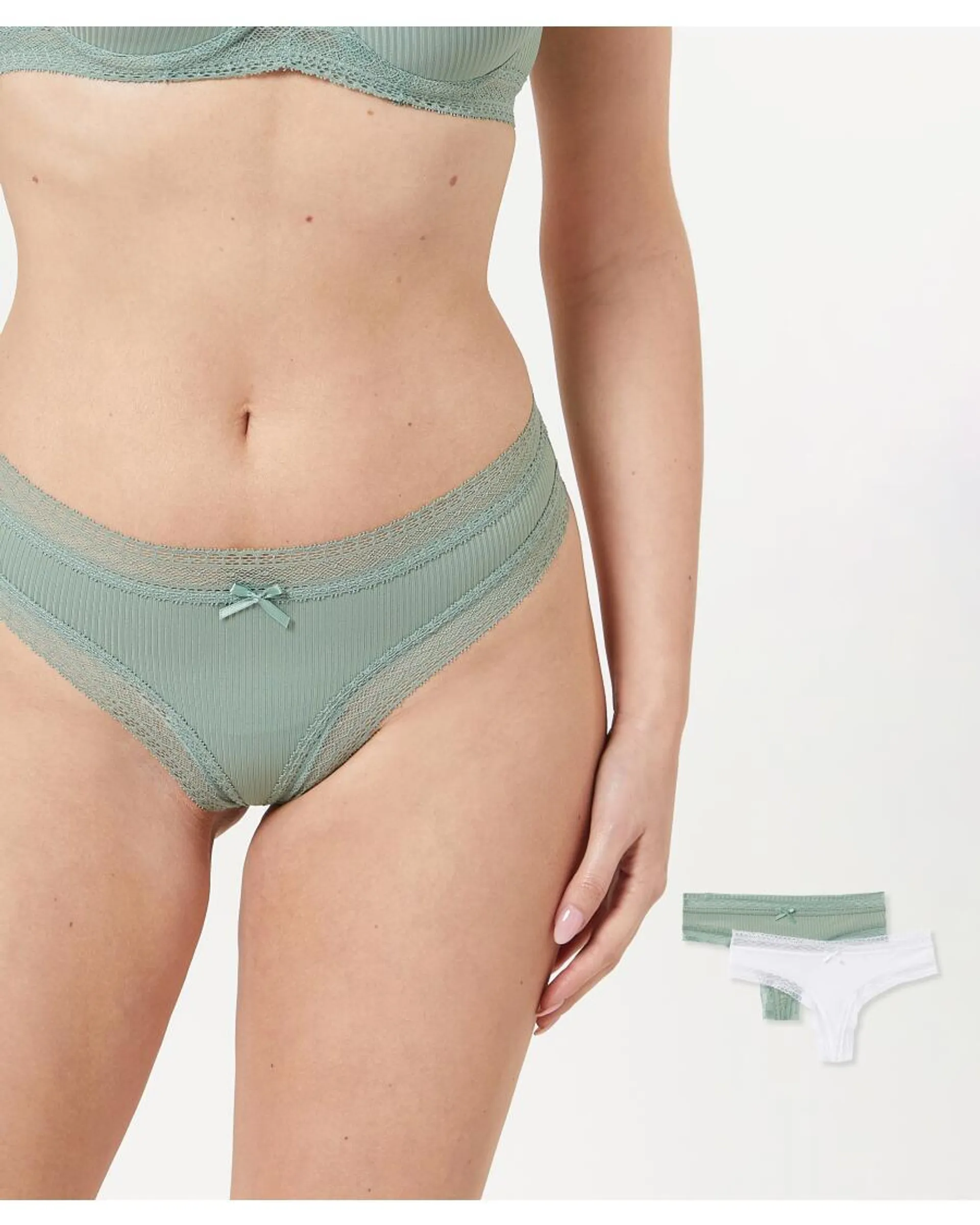 Strings mit Spitzenbund 2er-Pack, Janina