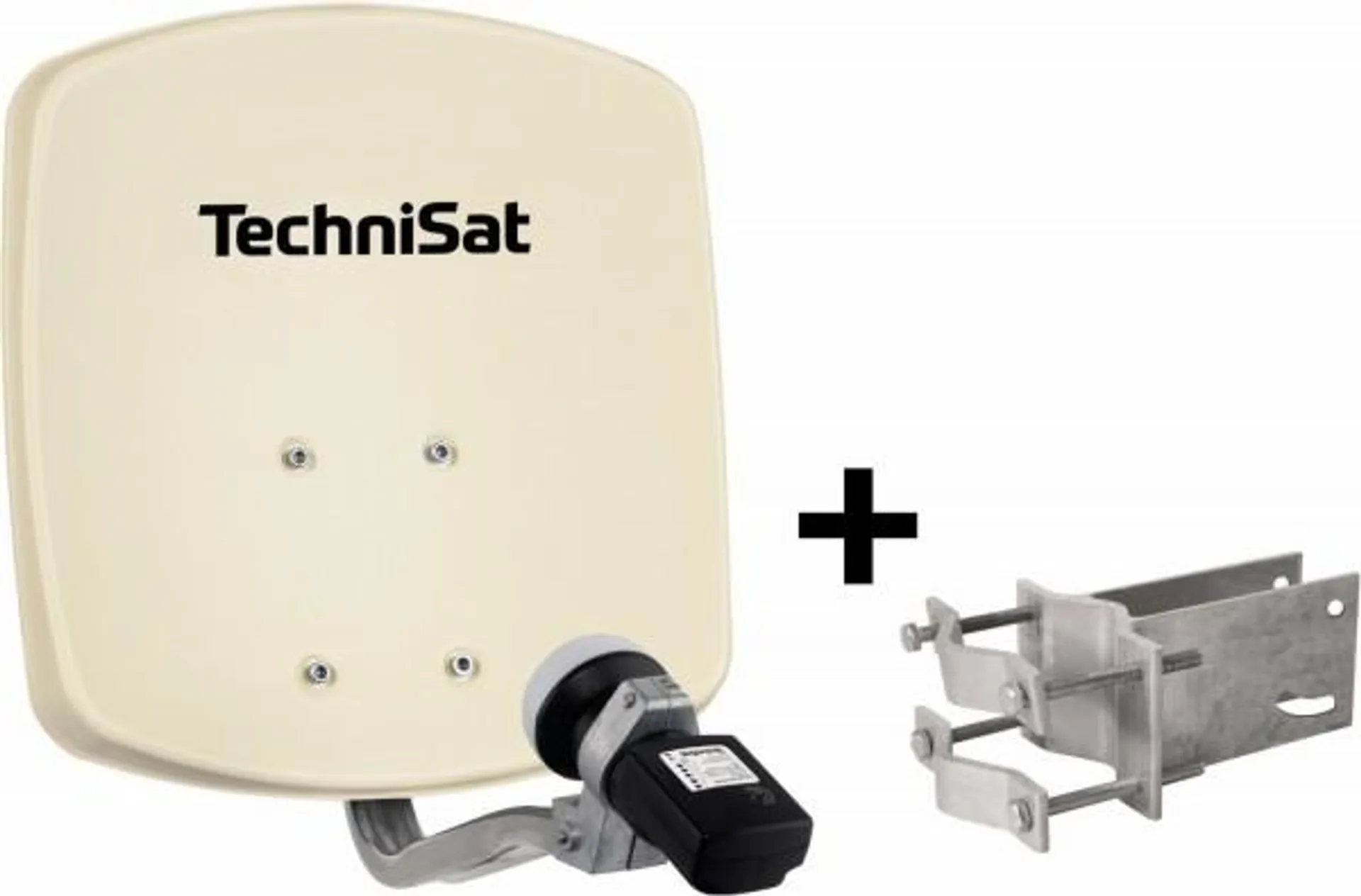 TechniSat DigiDish 33 Satfinder V/H-LNB Satellitenantenne inkl. An-Rohr-Fintig beige