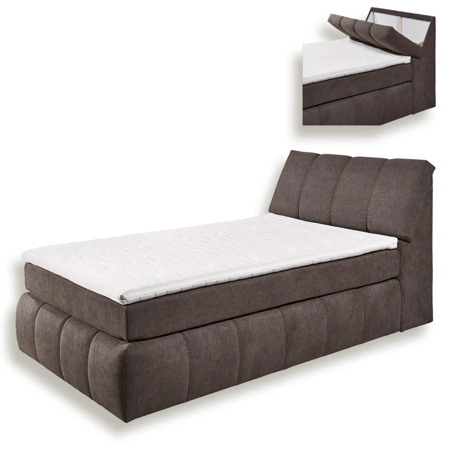 Boxspringbett - braun - H2 - 120x200 cm