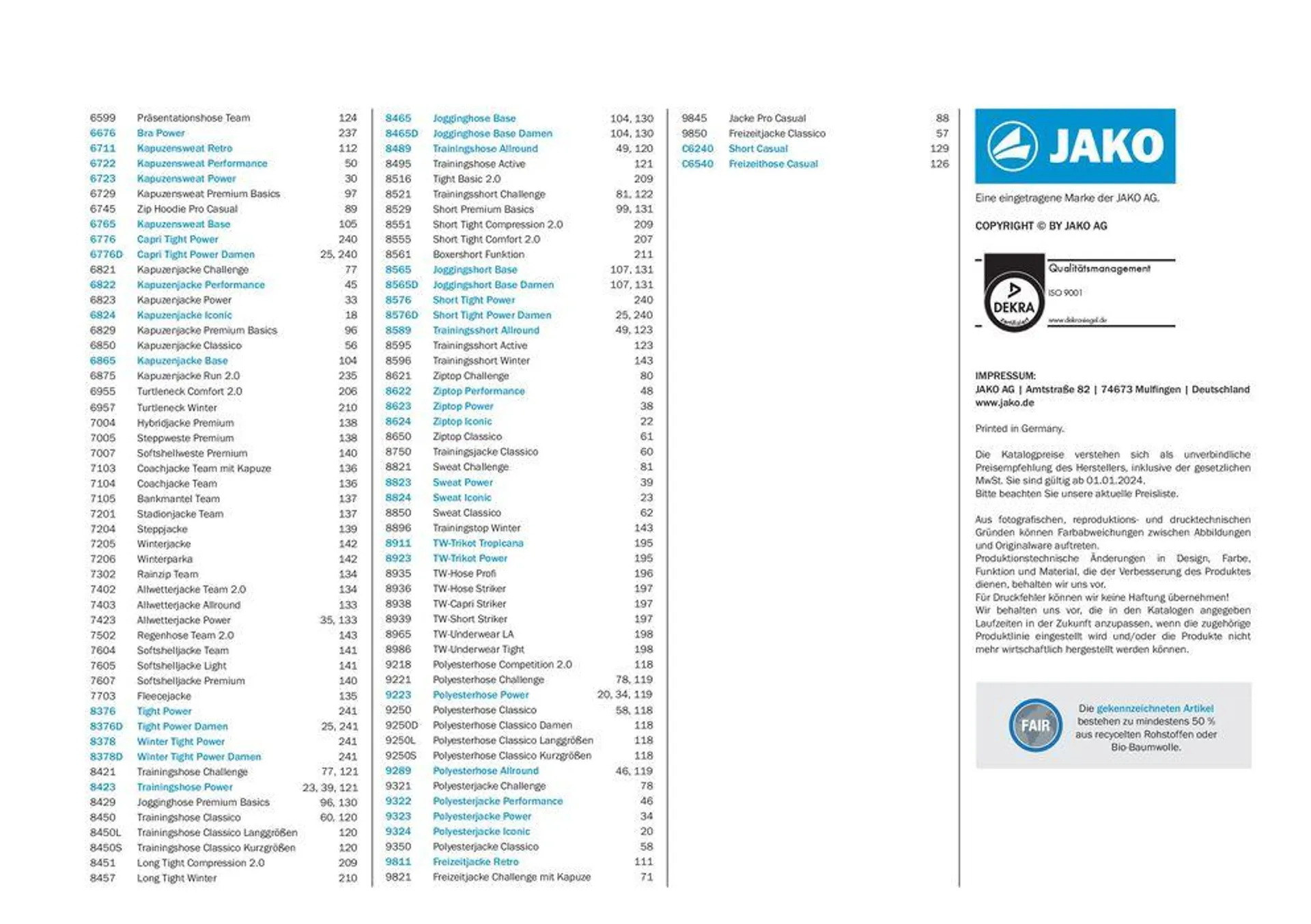 Jako Teamsport 2024 von 9. August bis 31. Dezember 2024 - Prospekt seite 259