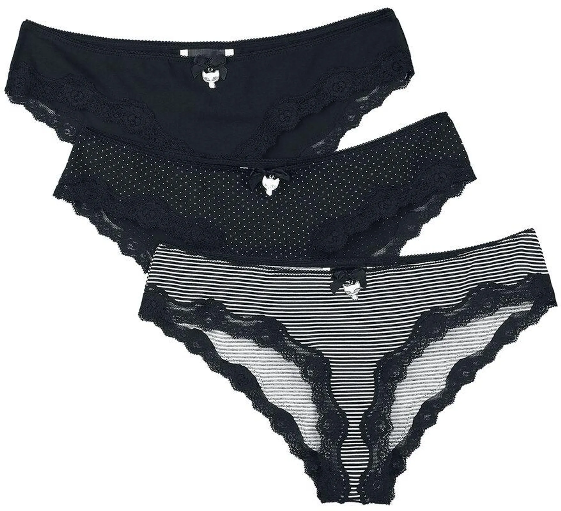 "3er Set Panties" Panty-Set schwarz/weiß von Pussy Deluxe