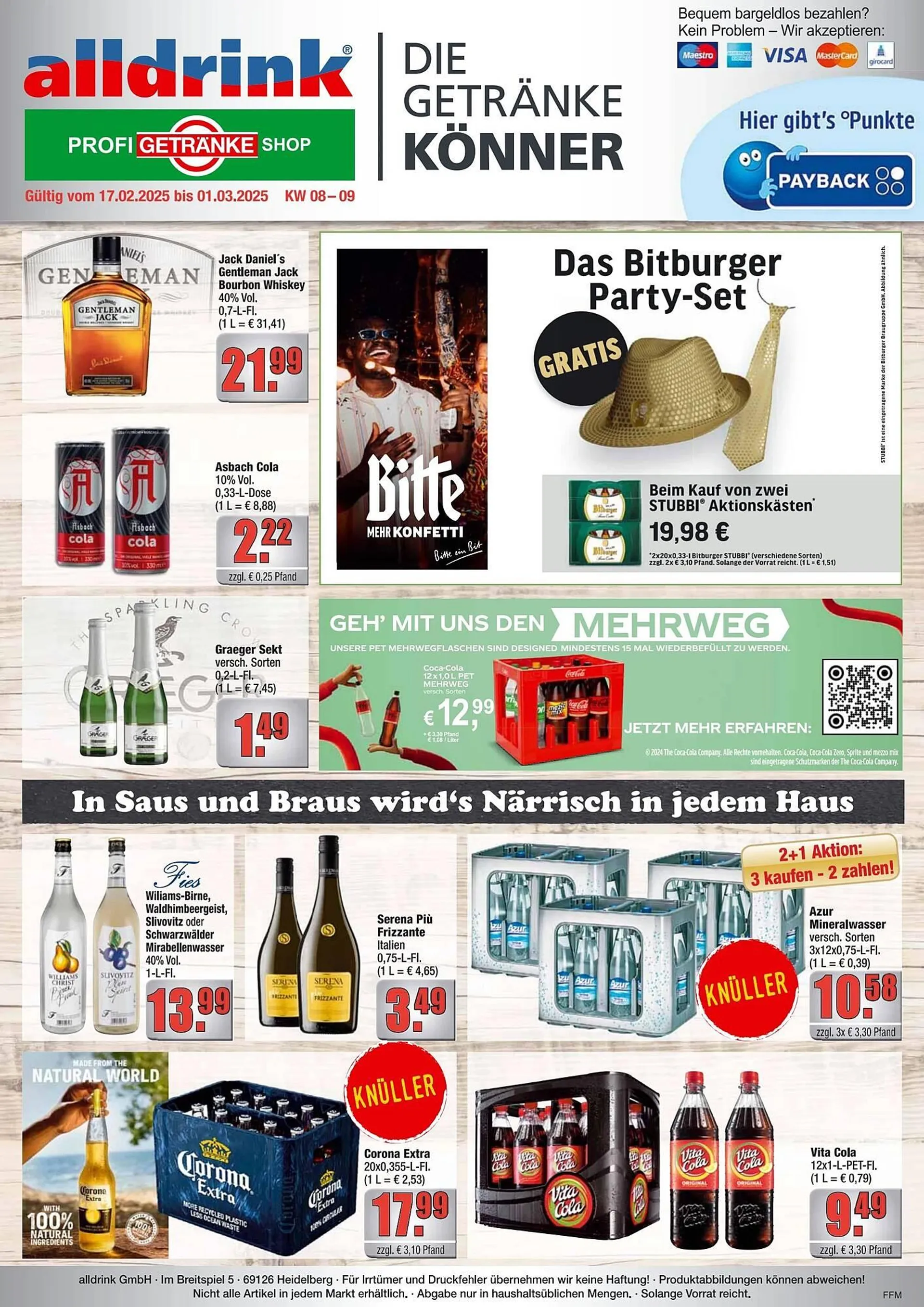 alldrink Prospekt von 17. Februar bis 2. März 2025 - Prospekt seite 1