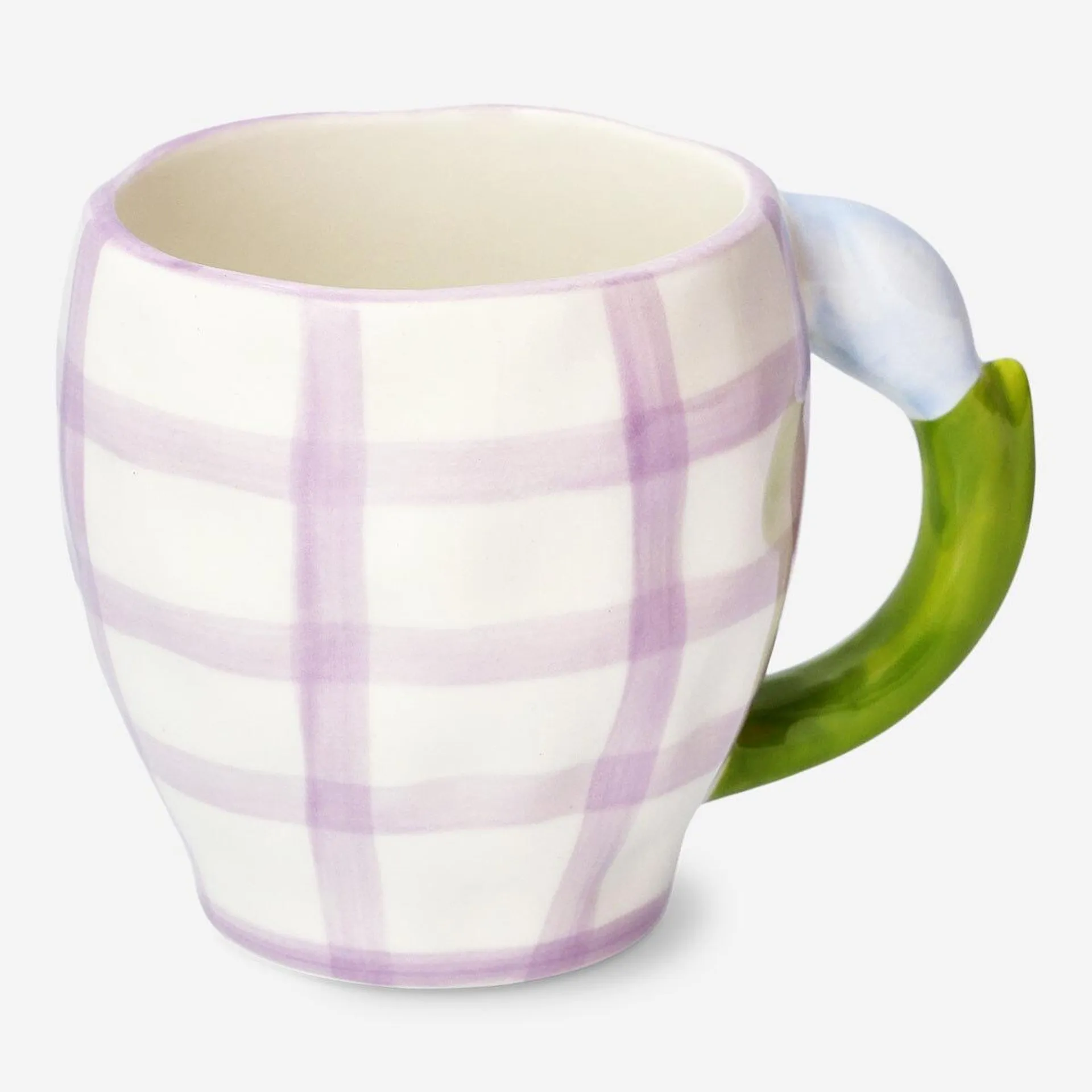 Mug with flower handle and checks - 450 ml