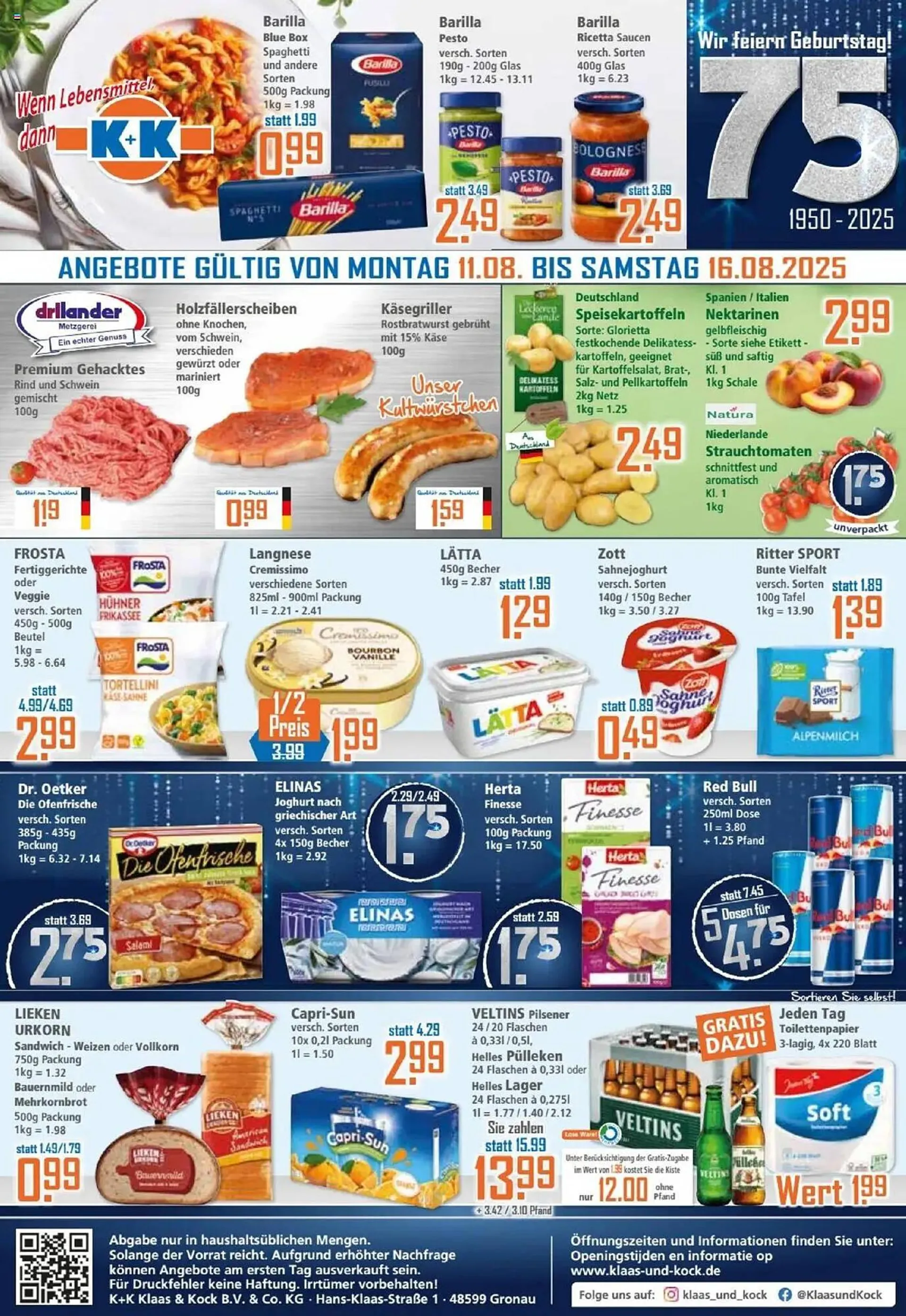 Klaas und Kock Prospekt von 11. August bis 16. August 2025 - Prospekt seite 1