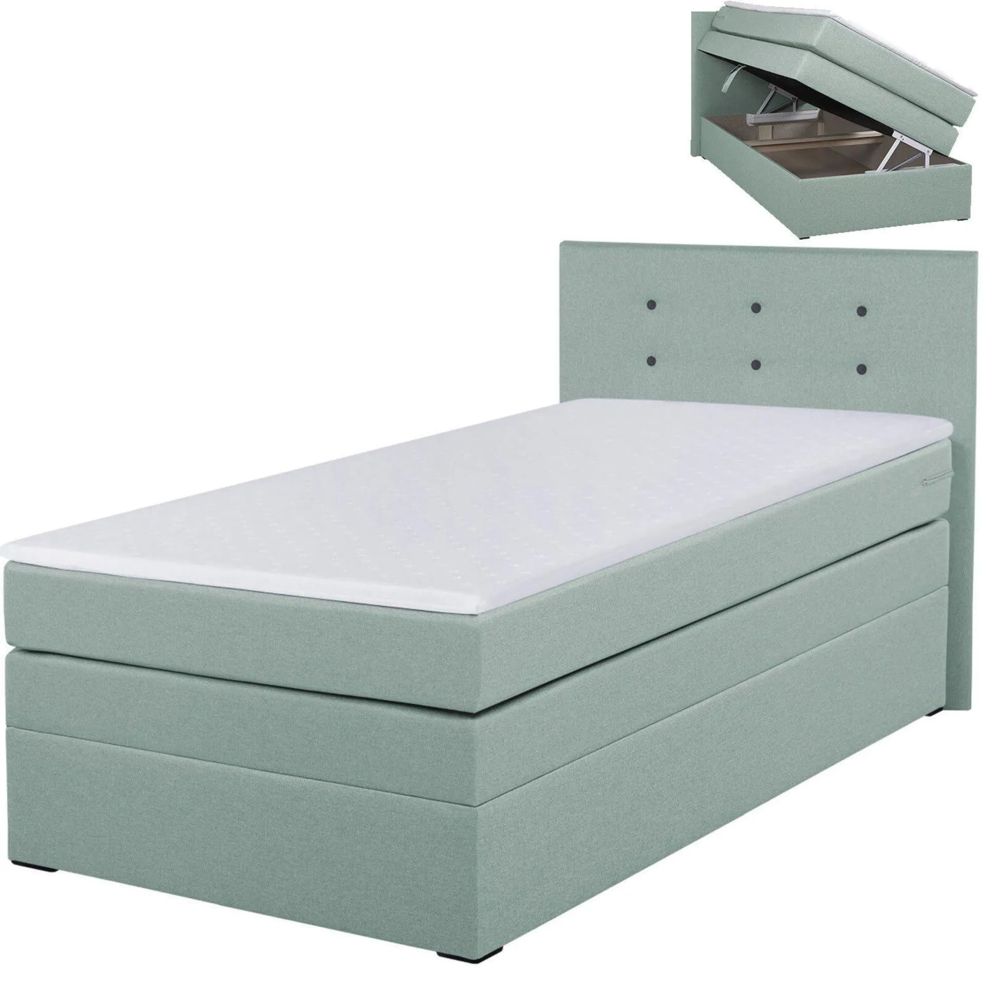 Boxspringbett - mint - H3 - 90x200 cm