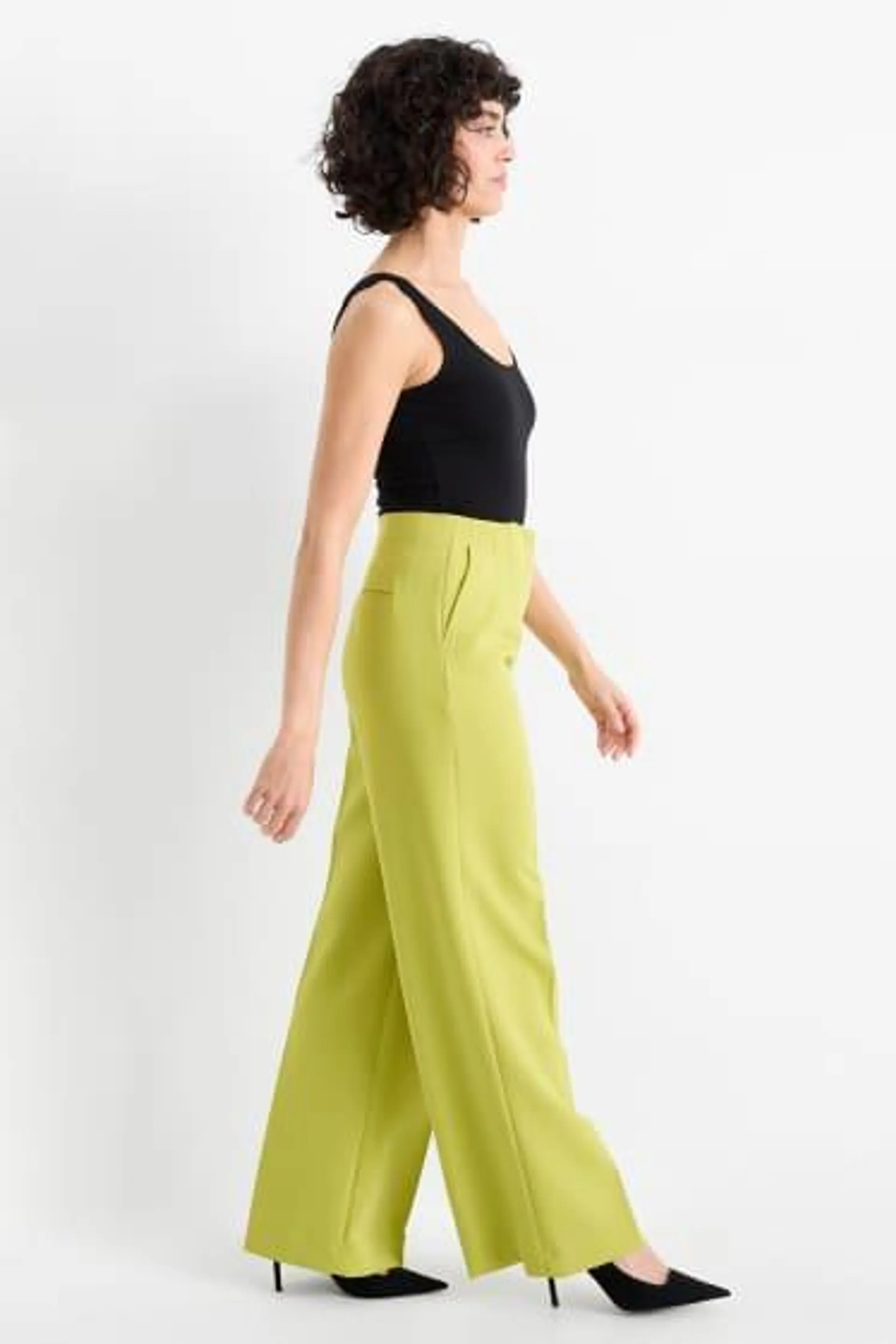 Business trousers - high waist - wide leg