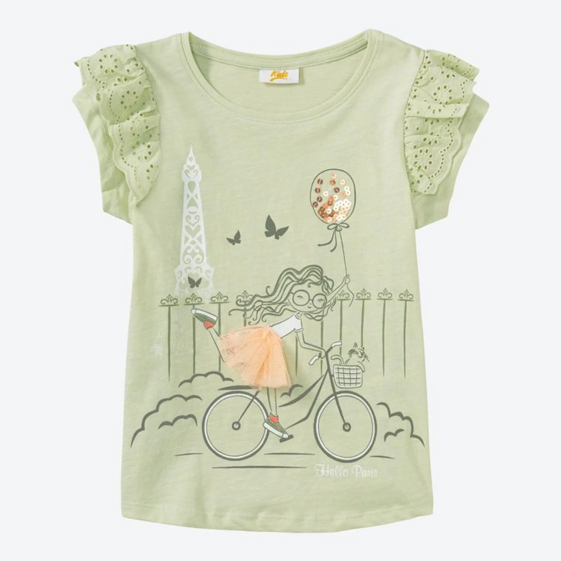 Kinder-Mädchen-T-Shirt mit Tüll-Applikation