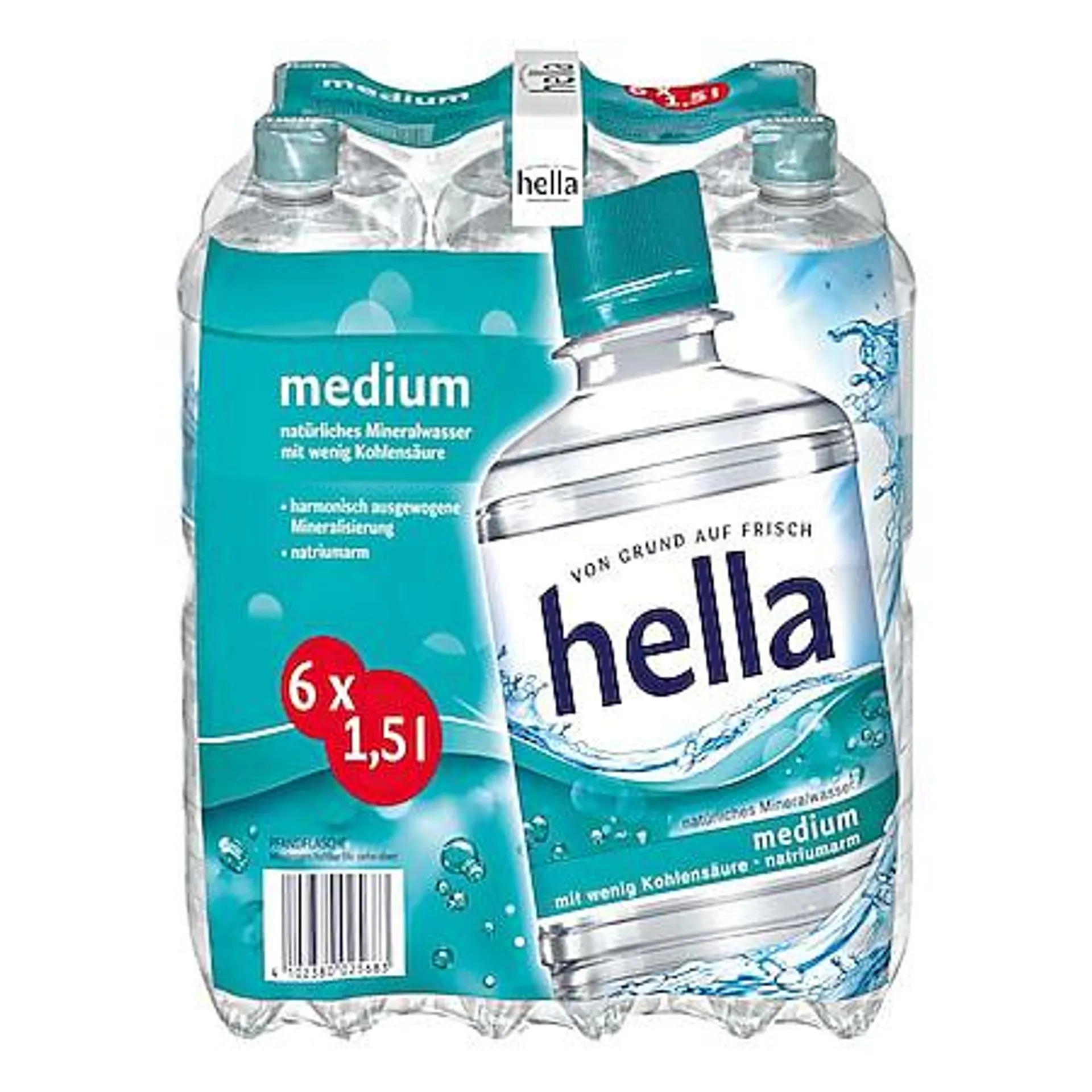 Hella Mineralwasser Medium 1,5 Liter, 6er Pack