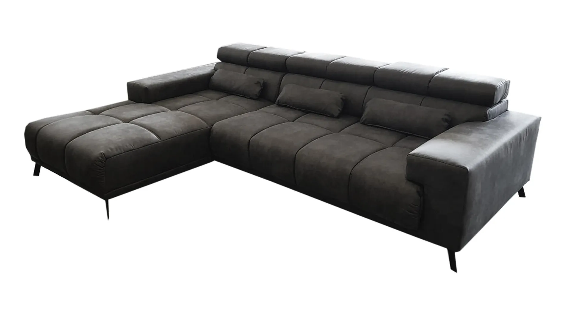 Ecksofa grau-braun 285 x 200 cm - Sitztiefenverstellung - SPEED