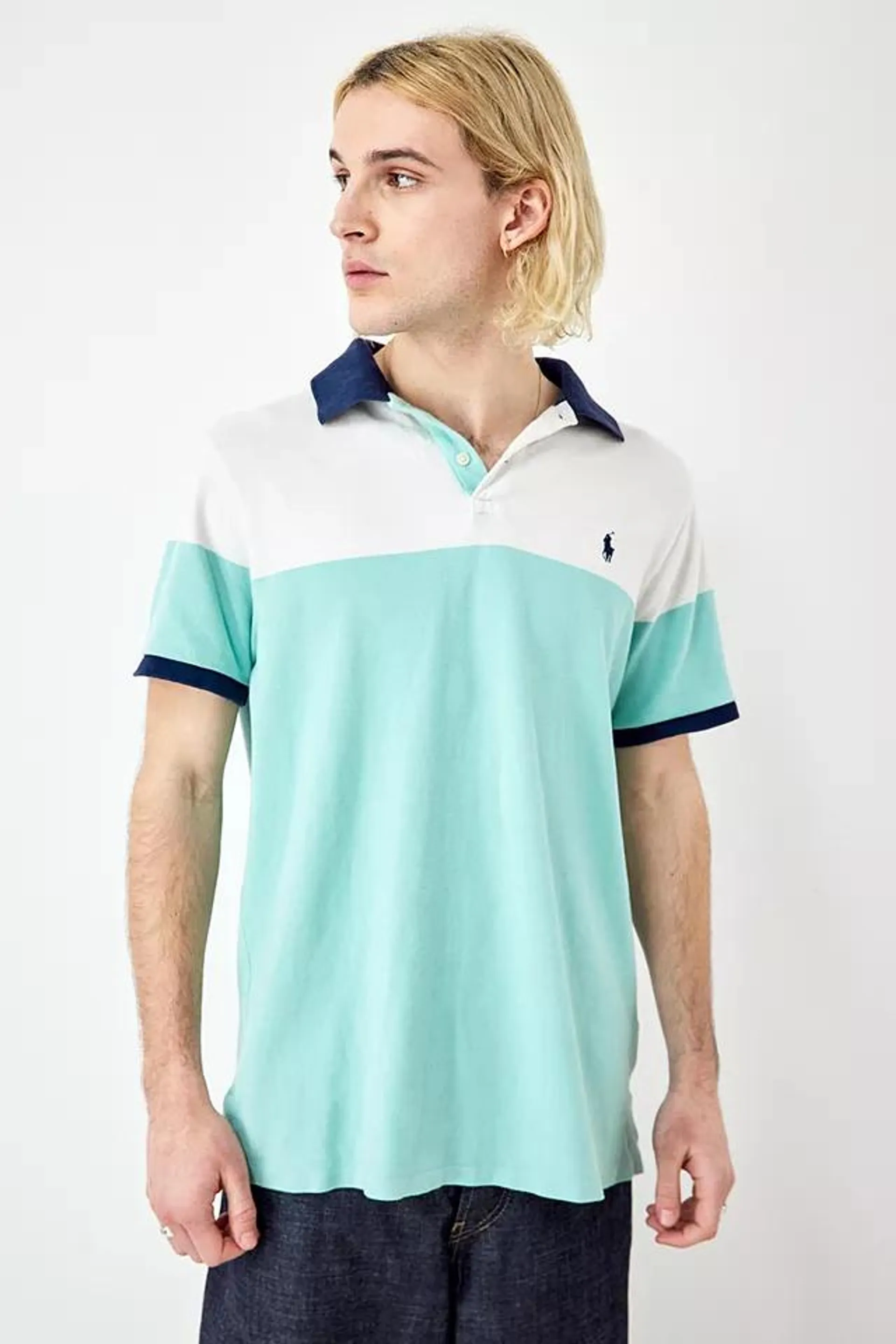 Urban Renewal Vintage – Vintage-Designerpoloshirt in Grün und Blau