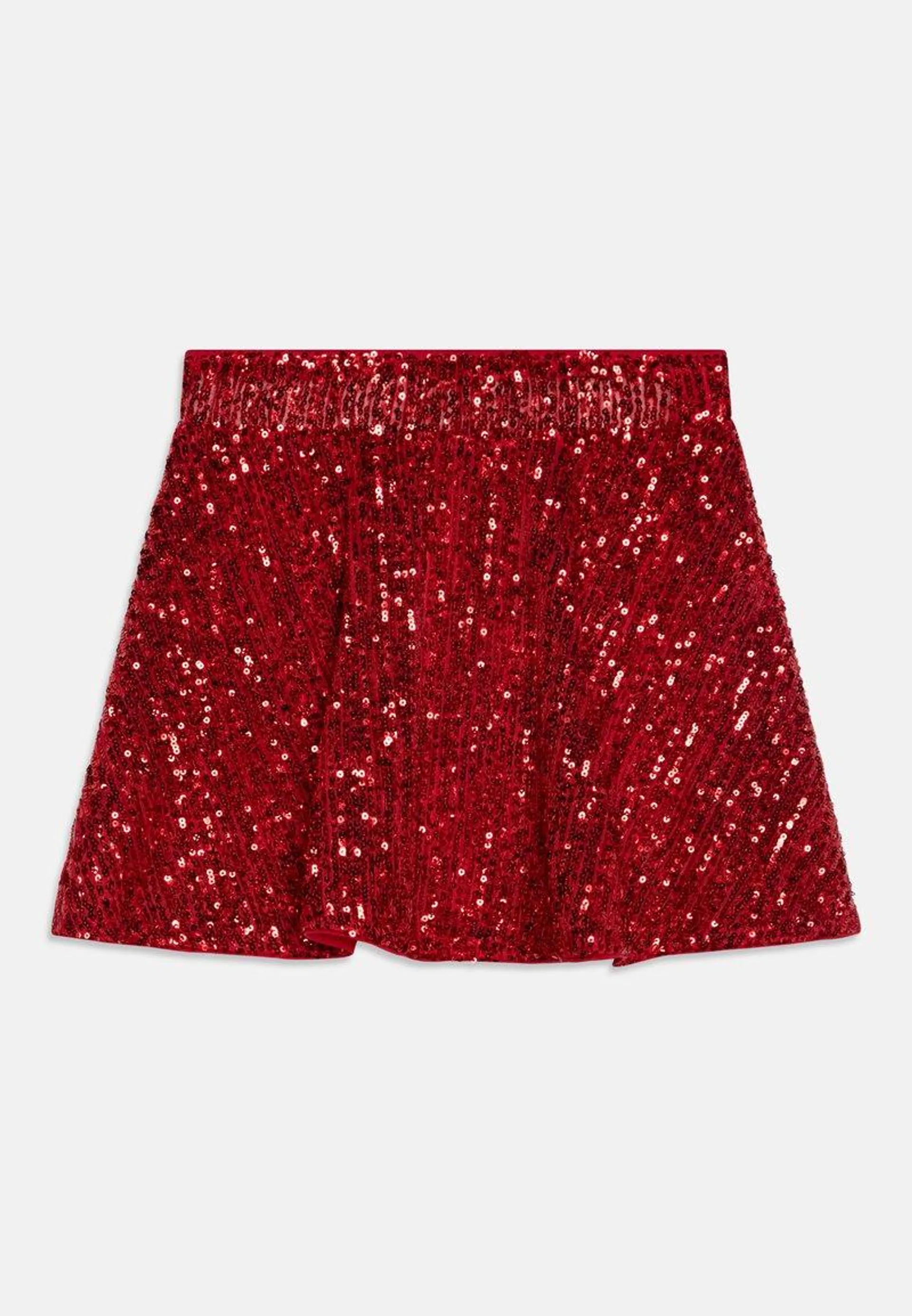 SKIRT SEQUINS SKATER - A-line skirt - dark red