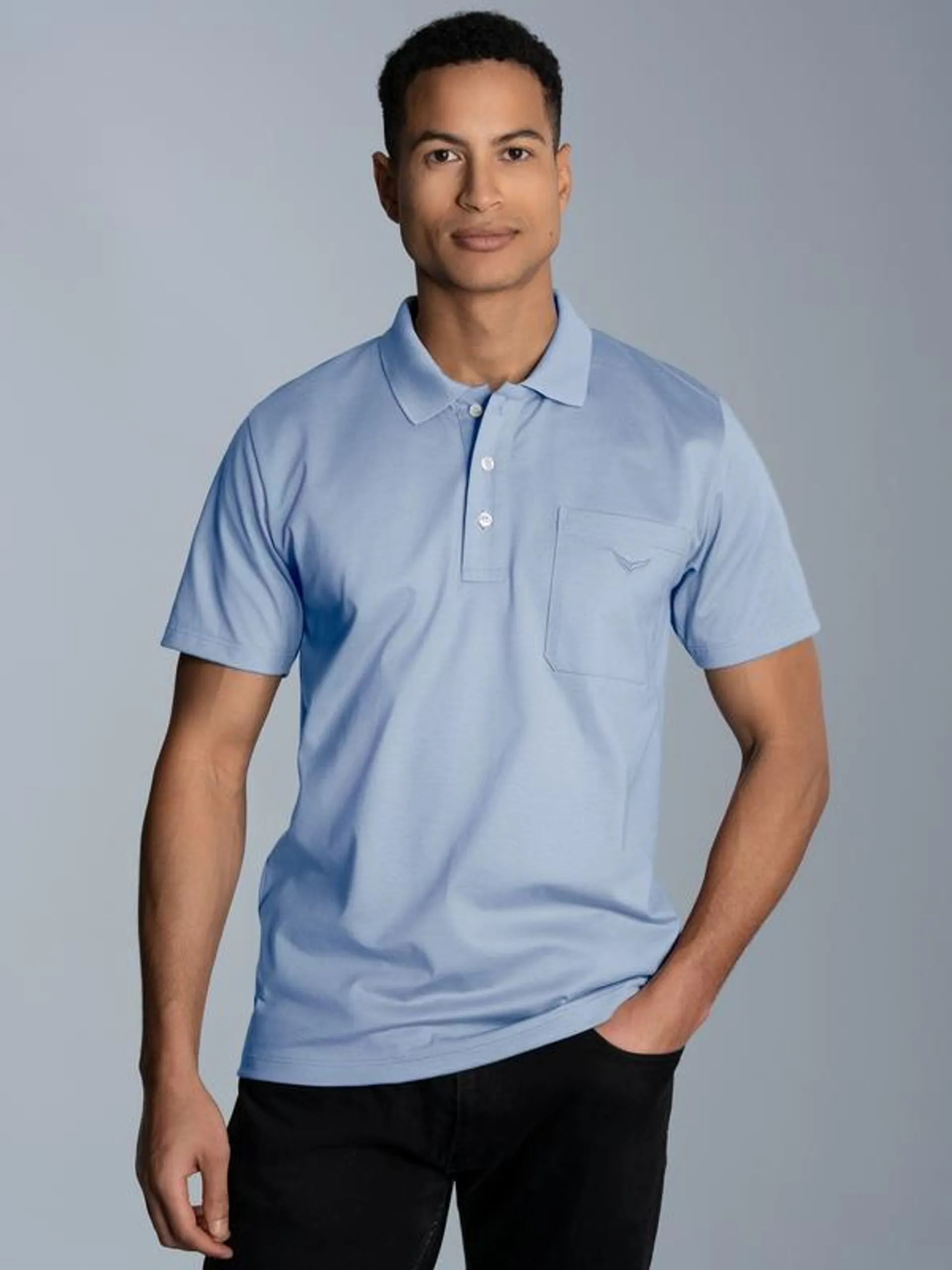 Poloshirt aus Single-Jersey Pearl-blue