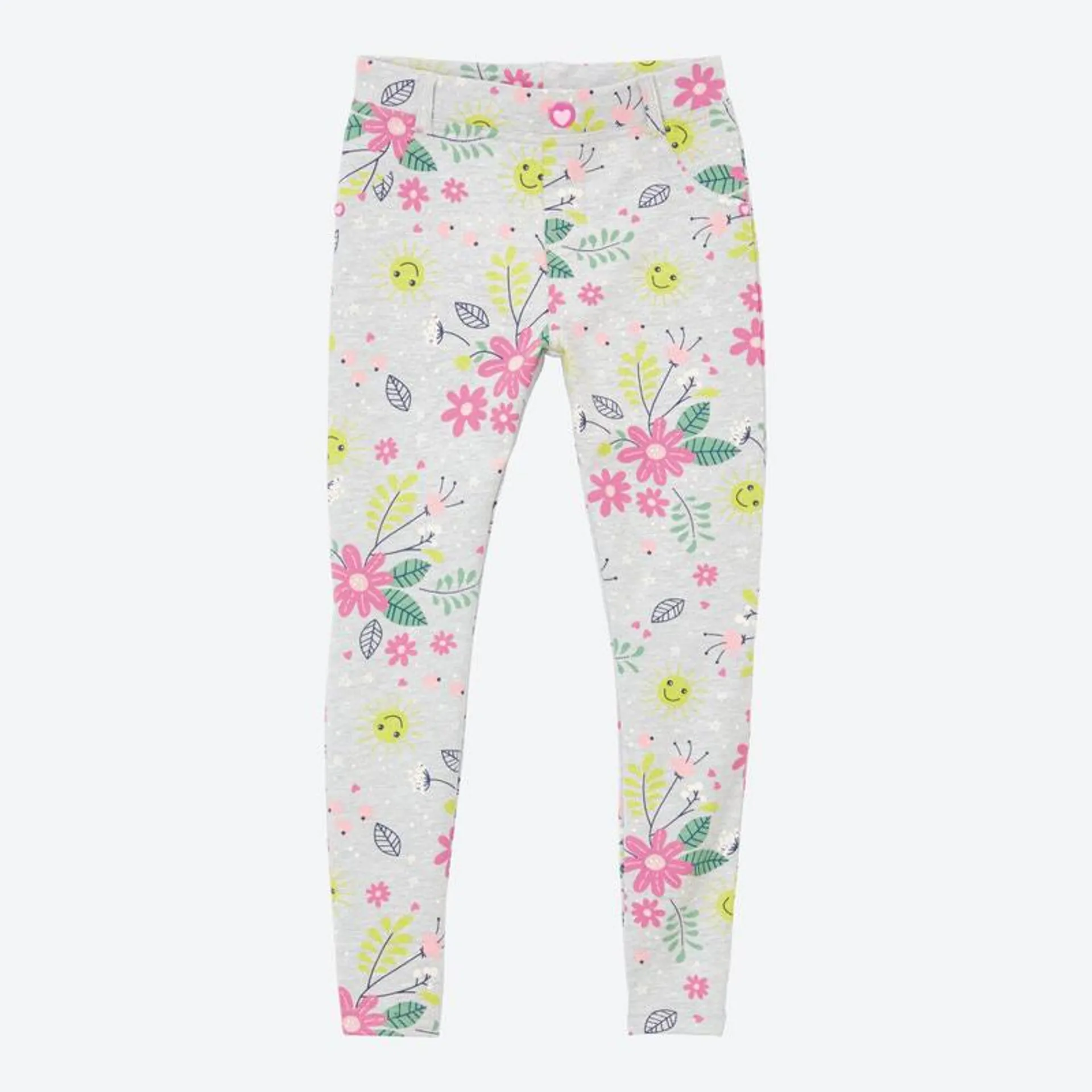 Mädchen-Sweat-Leggings mit Blumenmuster